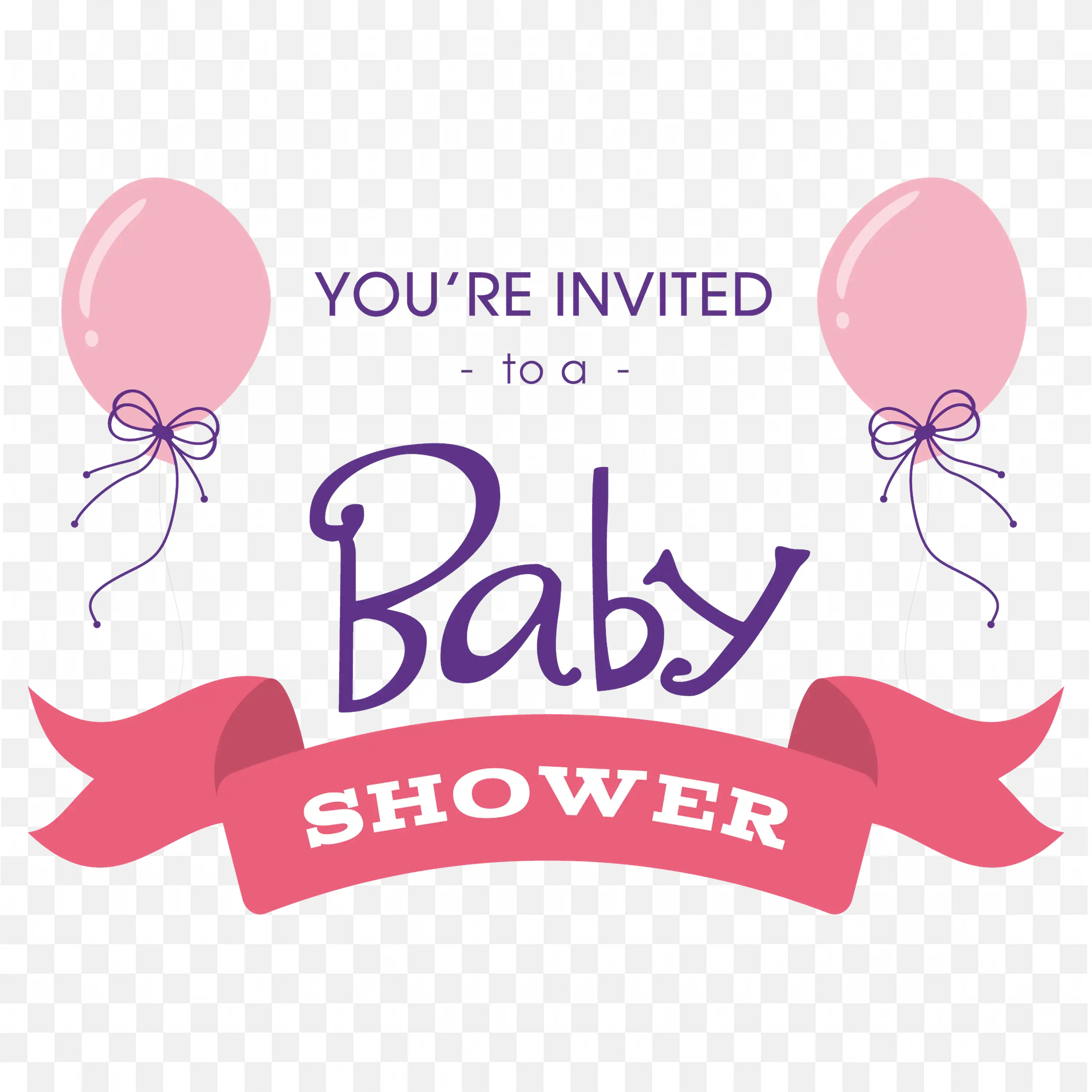 Baby Shower Invitation Frame with Pink Balloon Style