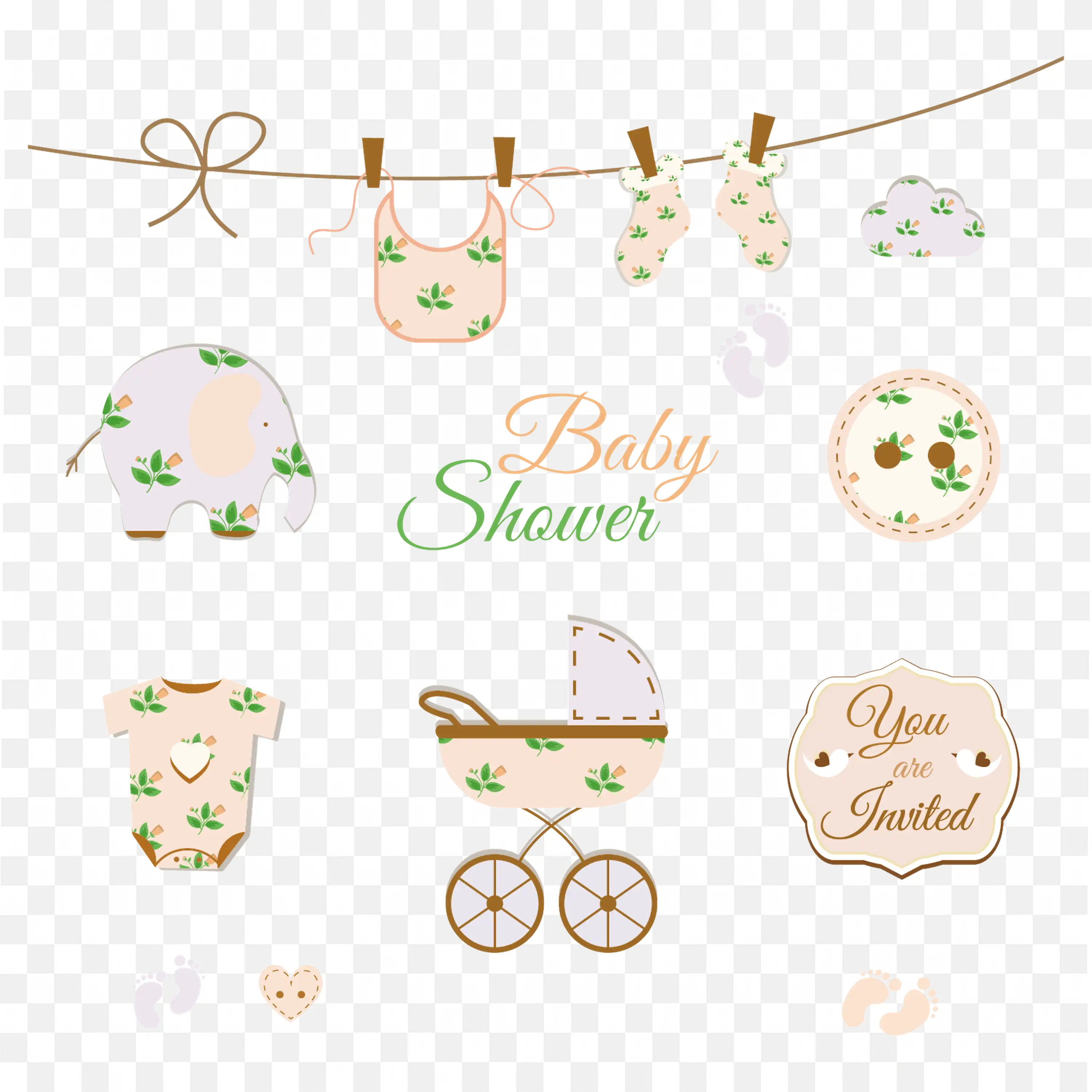 Baby Shower Theme with Toys and Clothes Frame Design