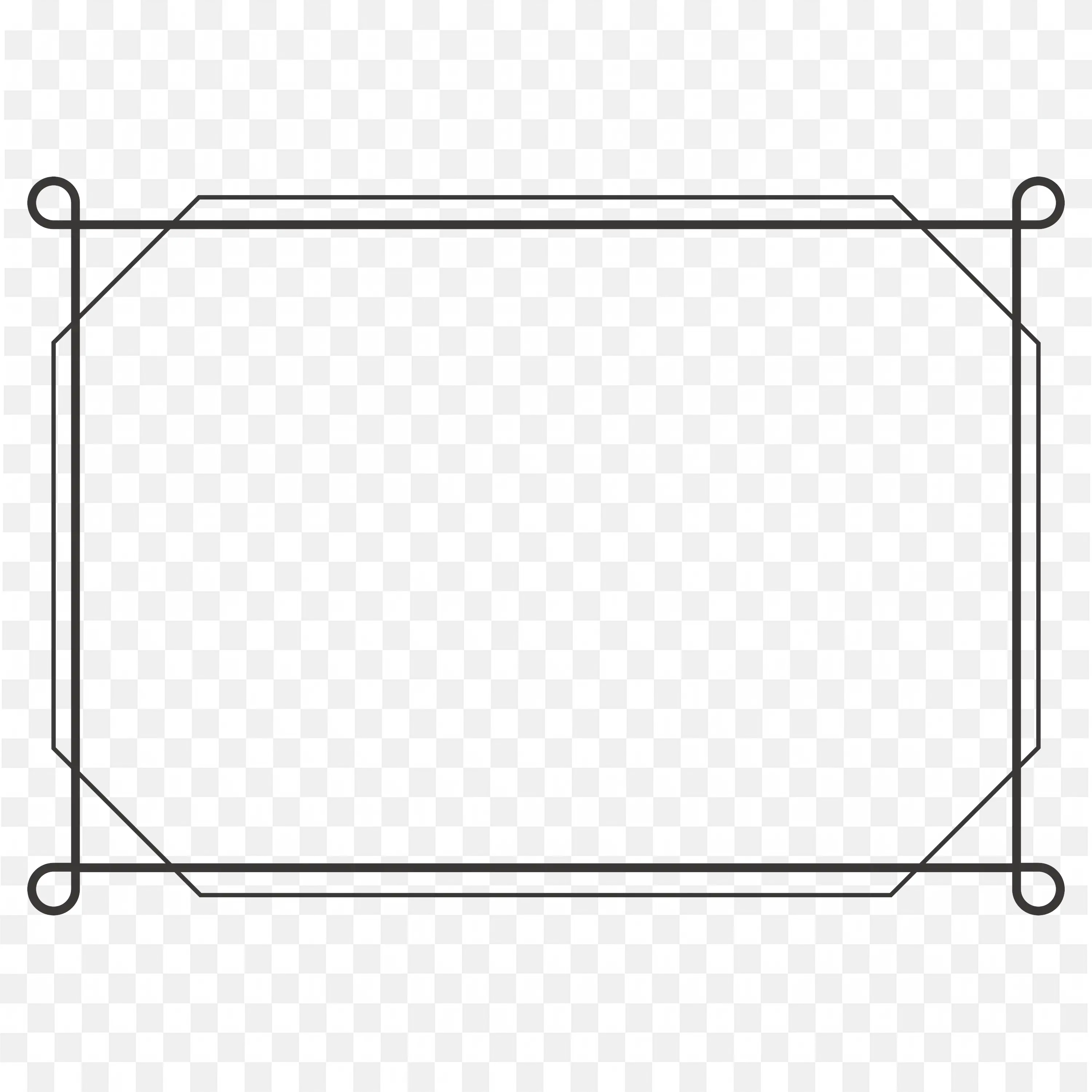 Black Line Outline Frame with Rounded Corner Circles