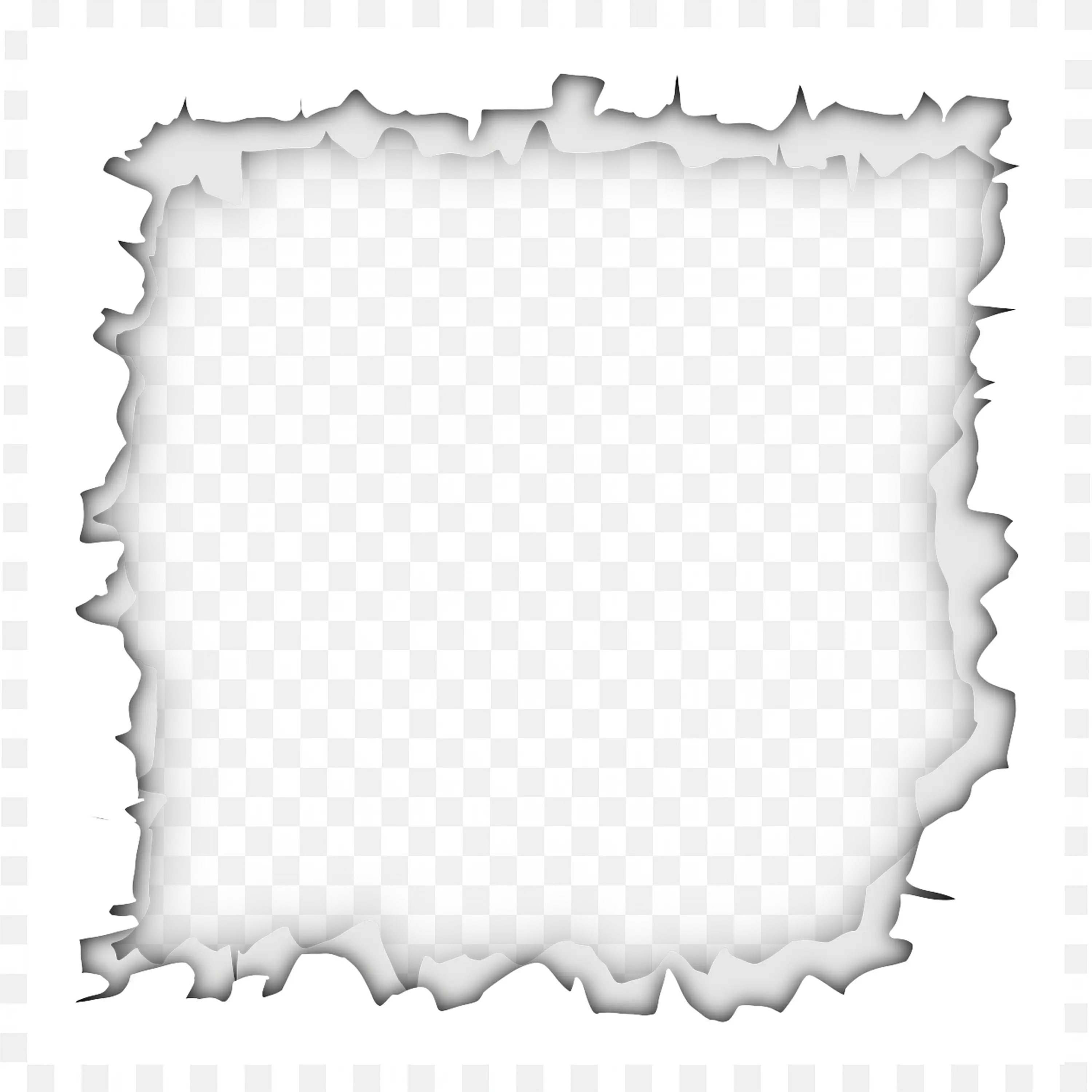Black Square Frame with Torn Edges and Shadow Effect Png