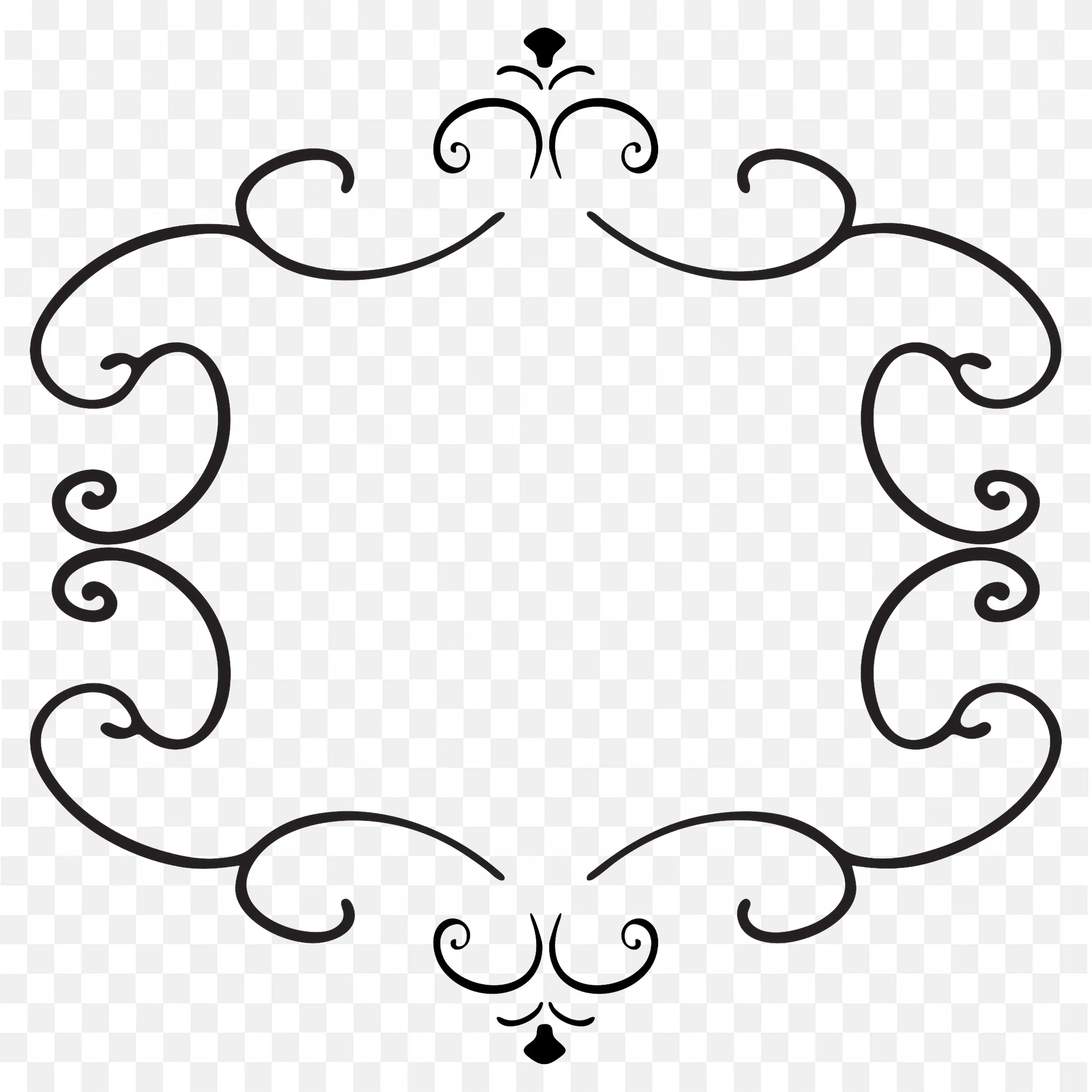 Black Vintage Label Frame with Ornate Curved Corners