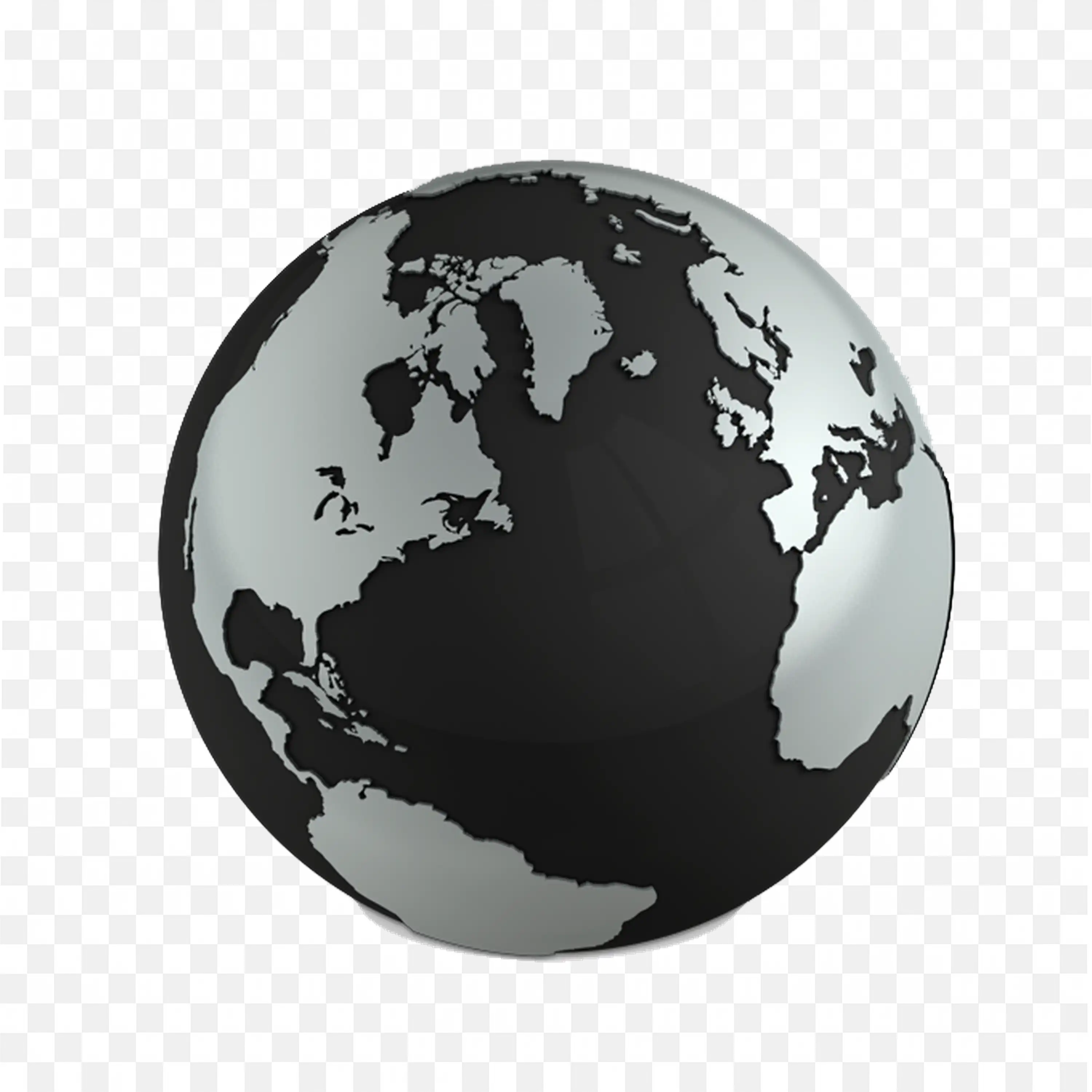 Black and White Globe Earth Illustration Round Frame Png
