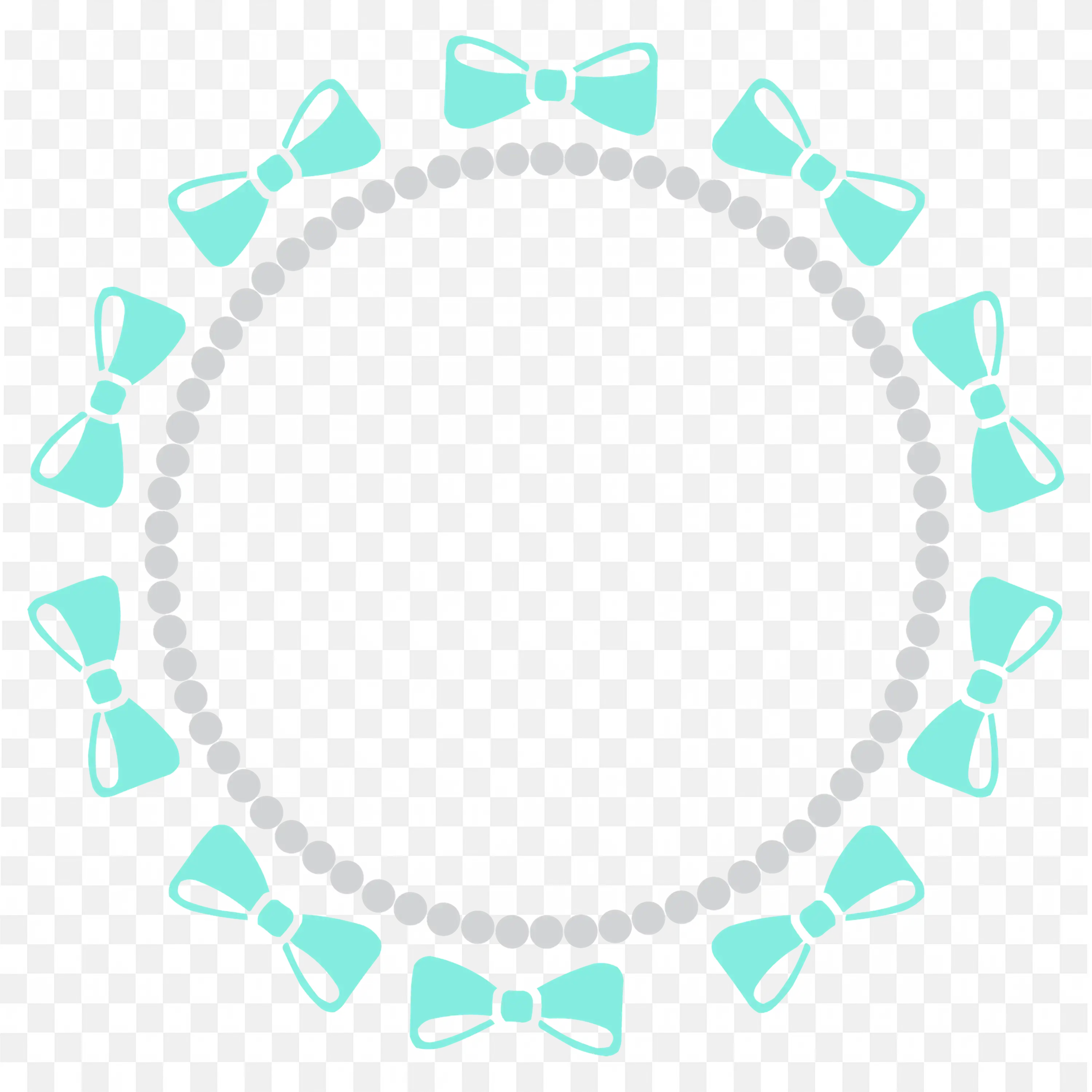 Blue Bow Tie Circle Frame with Dotted Border Png Image