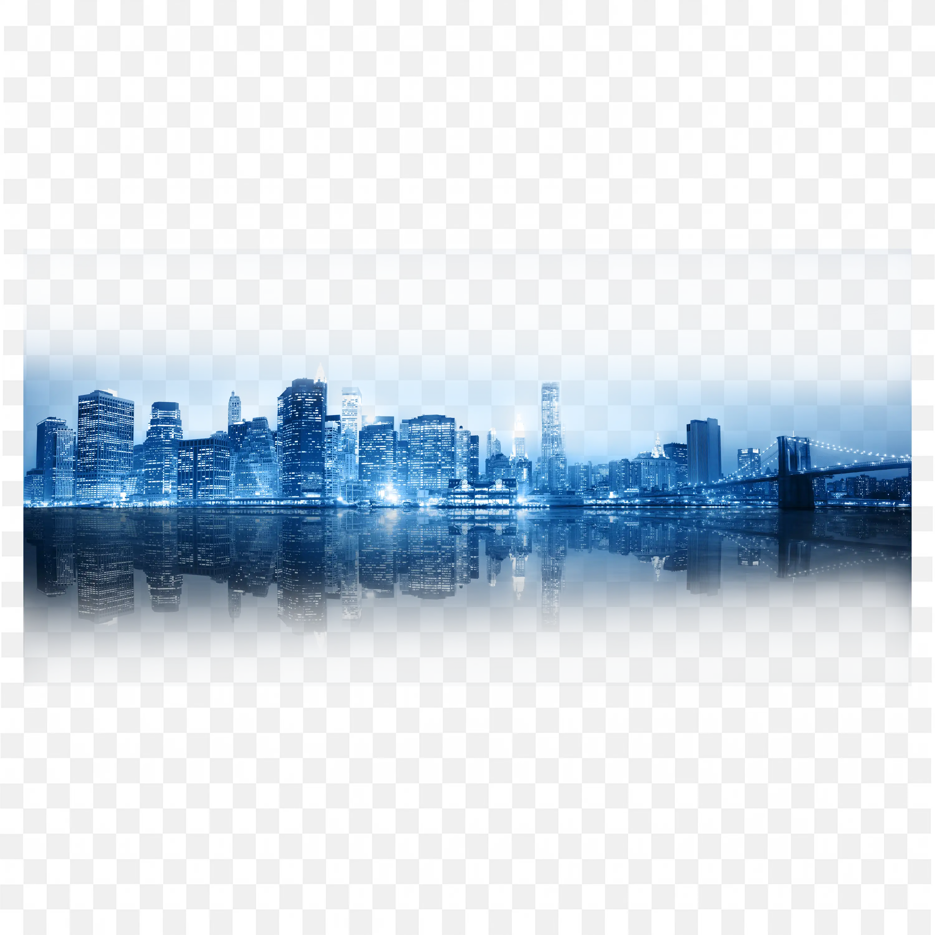 Blue City Skyline Silhouette Background Decorative Png