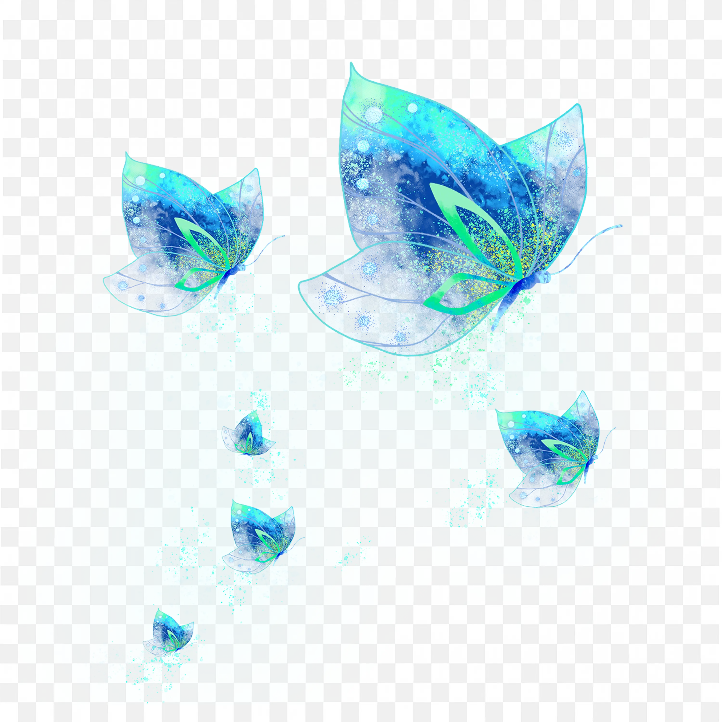 Blue Crystal Shards Flying Glass Effect Decorative Frame