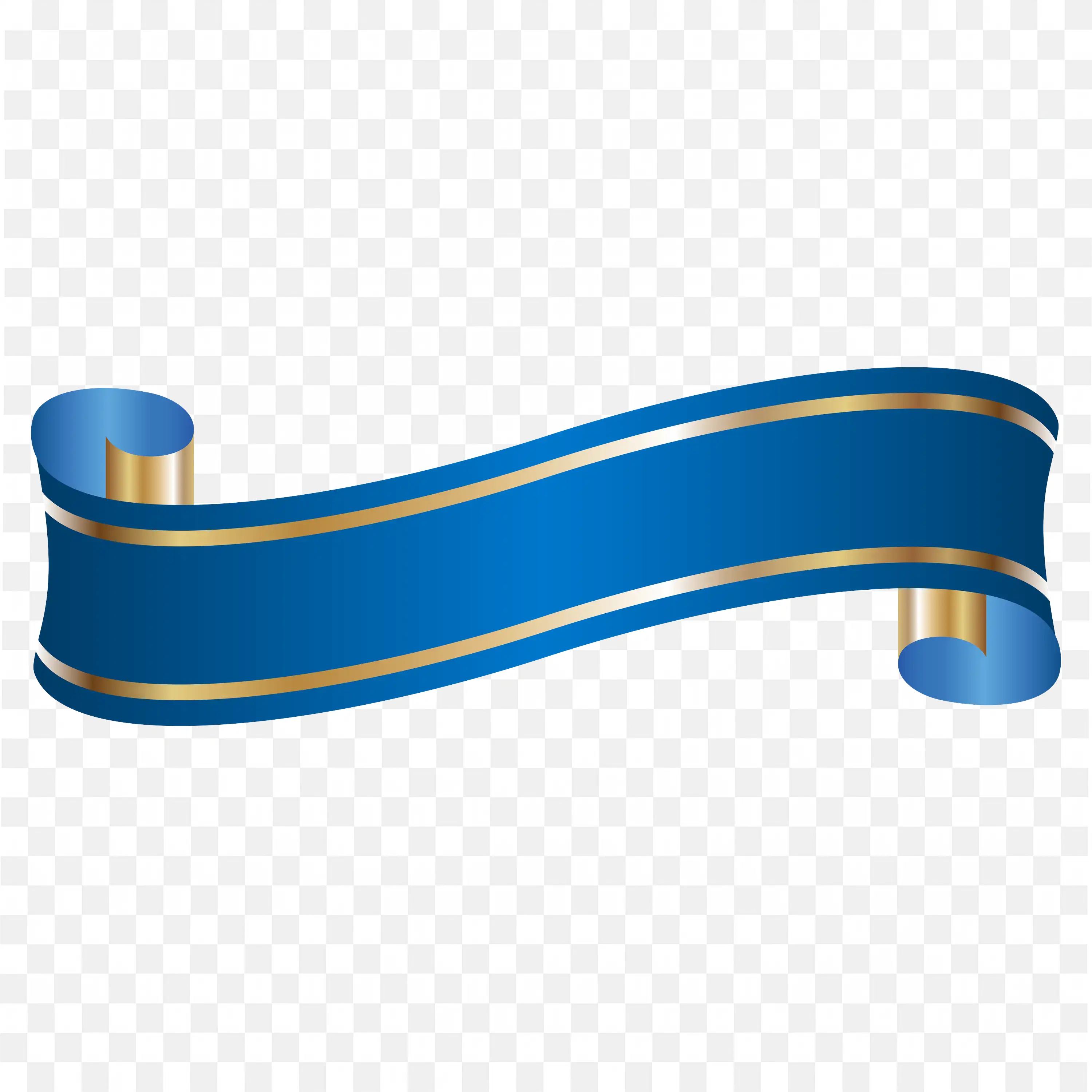 Blue Curved Ribbon Banner with Shine and Shadow Effect Png