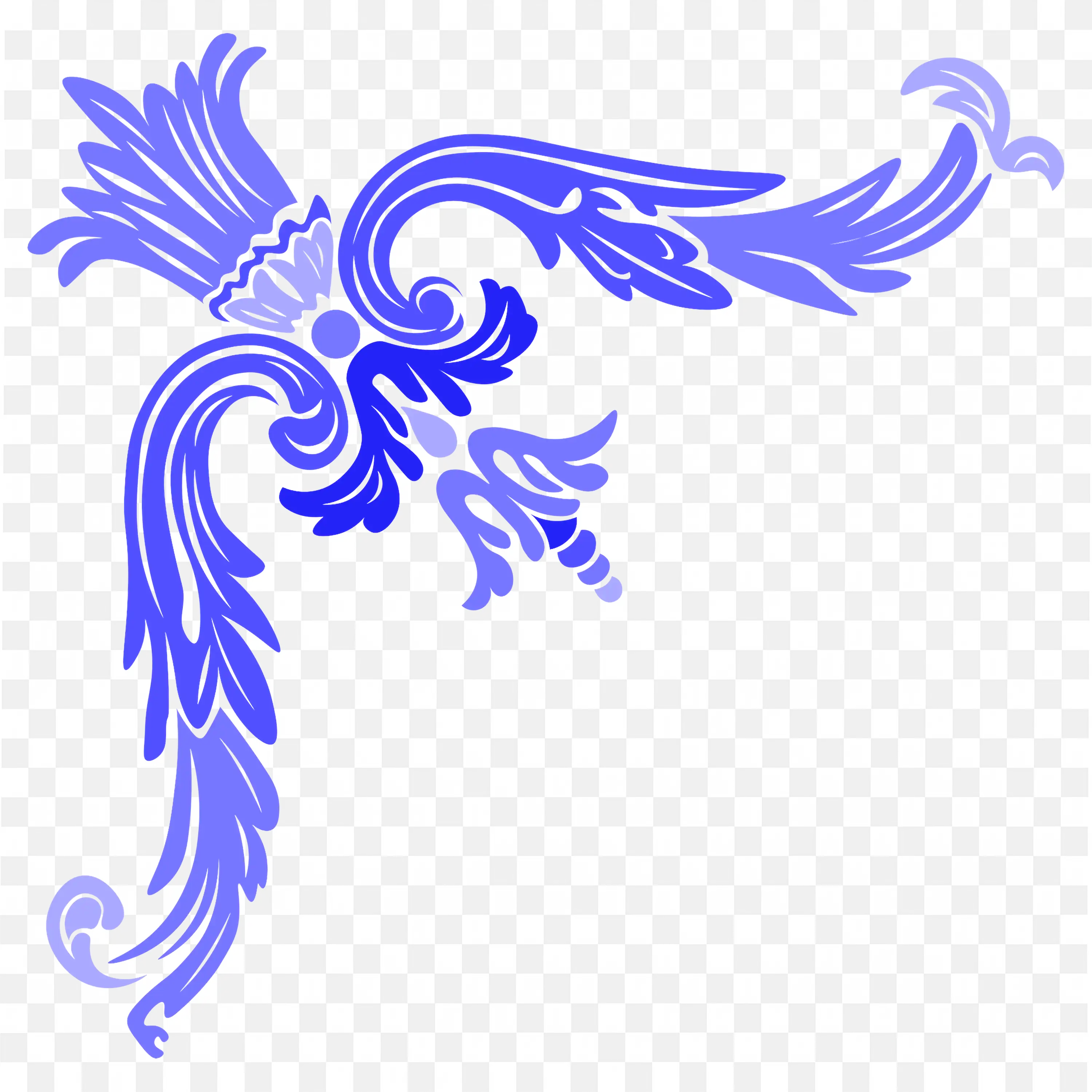 Blue Decorative Corner Frame with Swirl Pattern Art