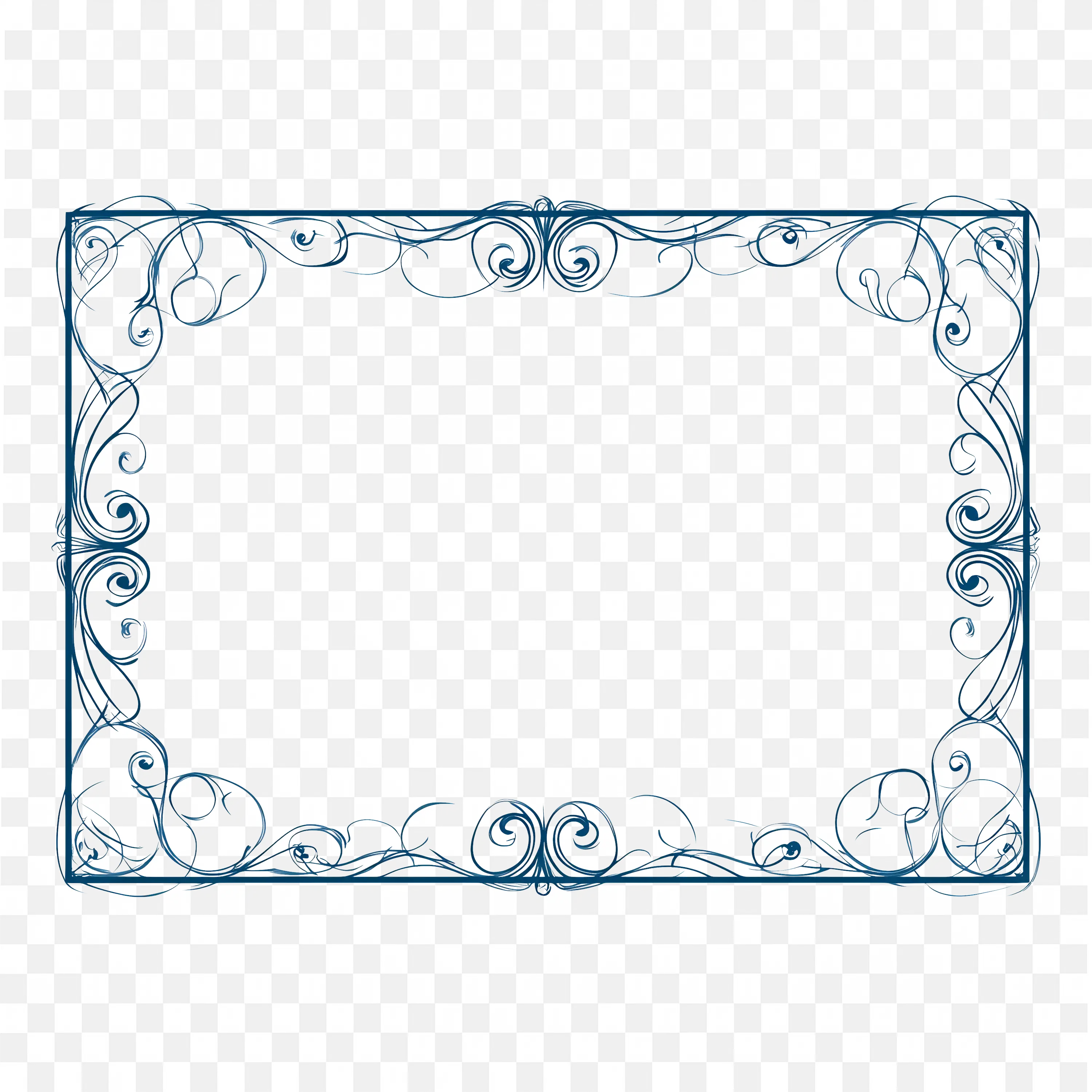 Blue Floral Corner Vintage Rectangular Frame Png Design