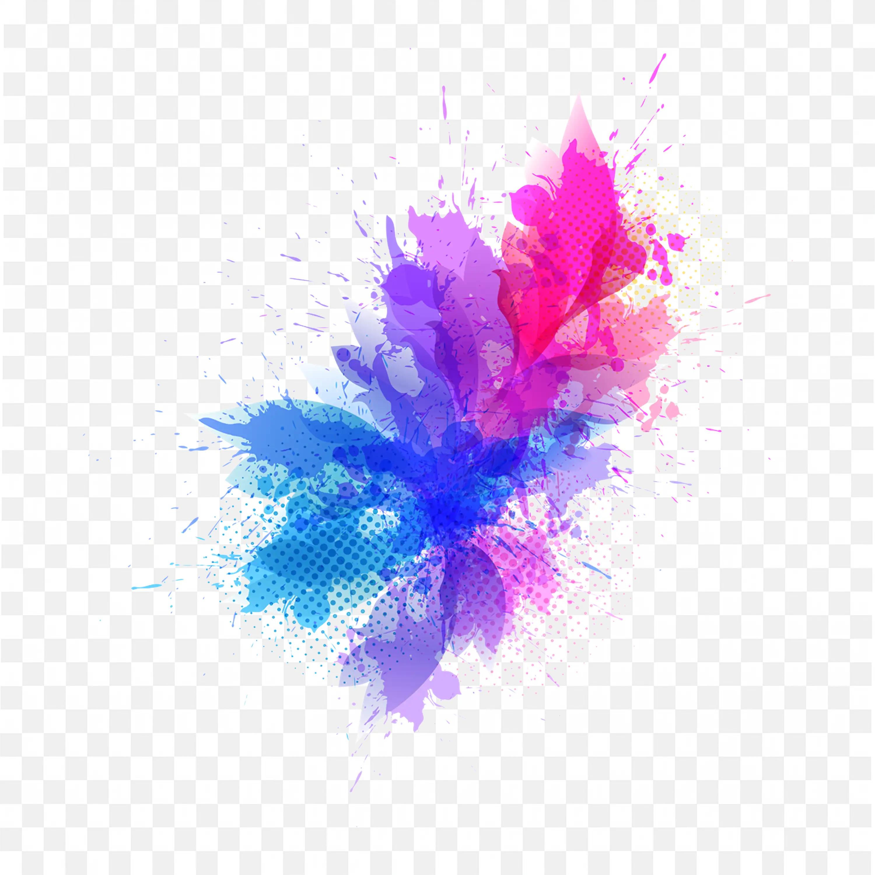 Blue and Pink Watercolor Ink Splash Explosion Frame Png