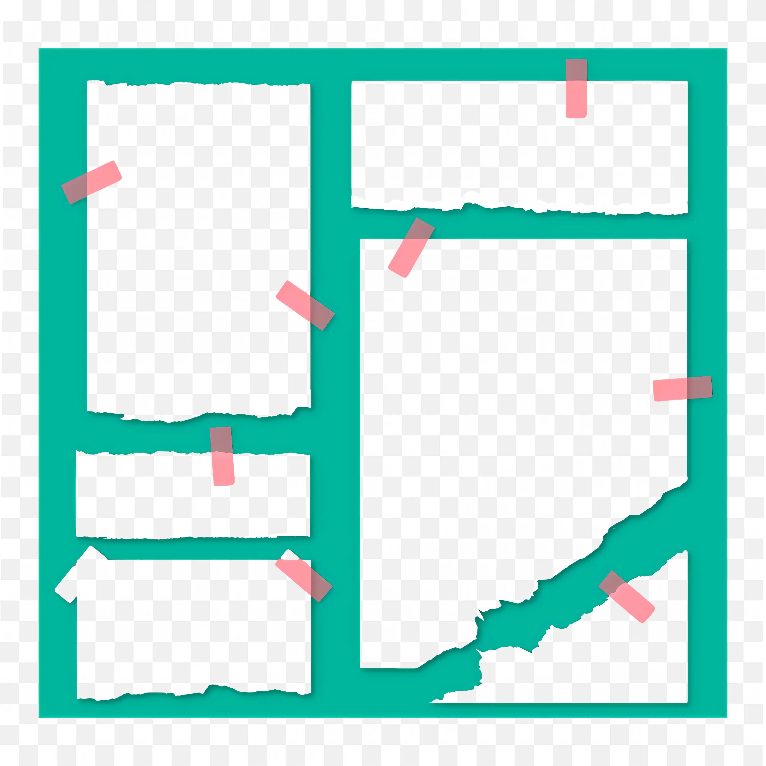 Blue Scrapbook Style Frame with String and Clips Png