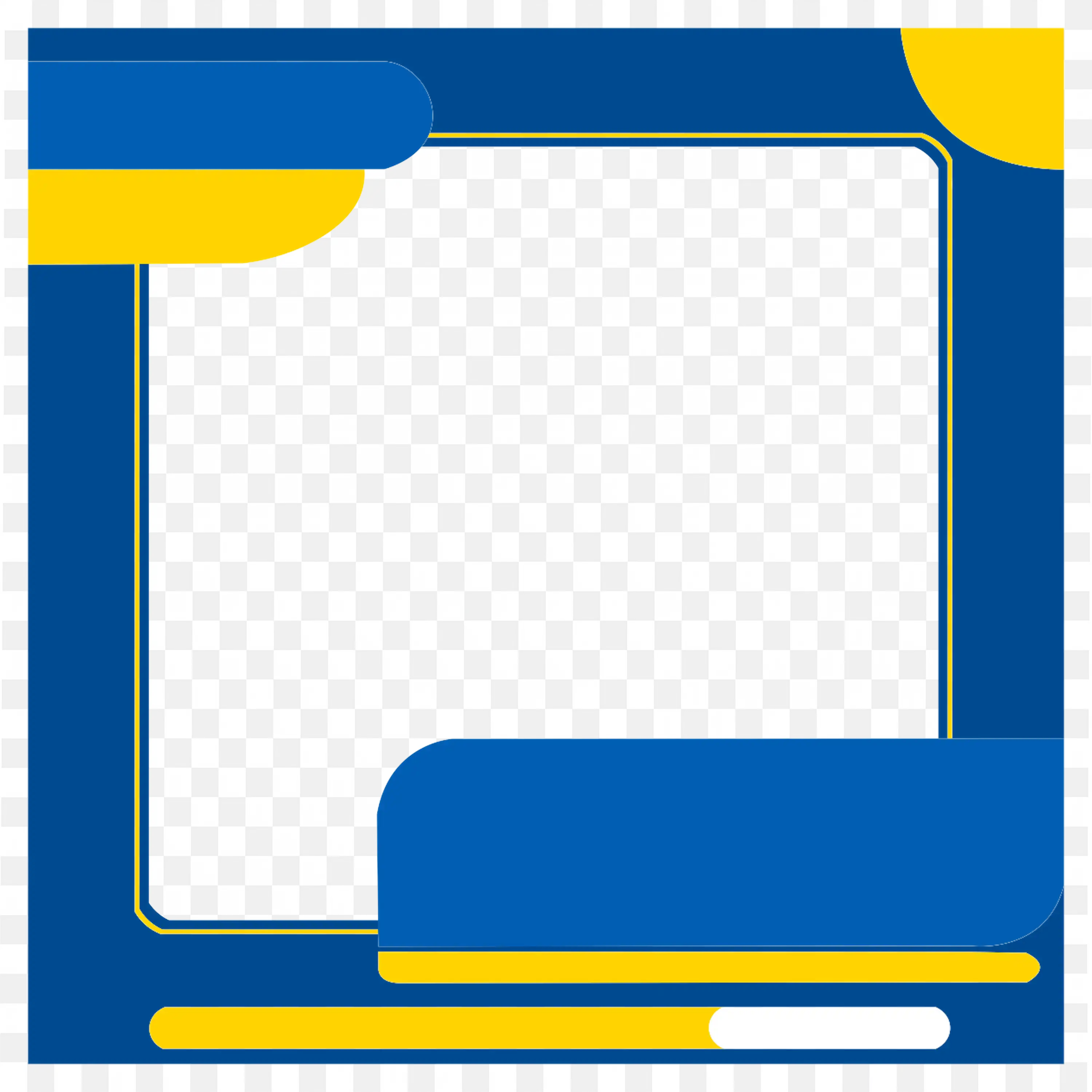 Bold Blue Yellow Square Shape Modern Geometric Frame Png