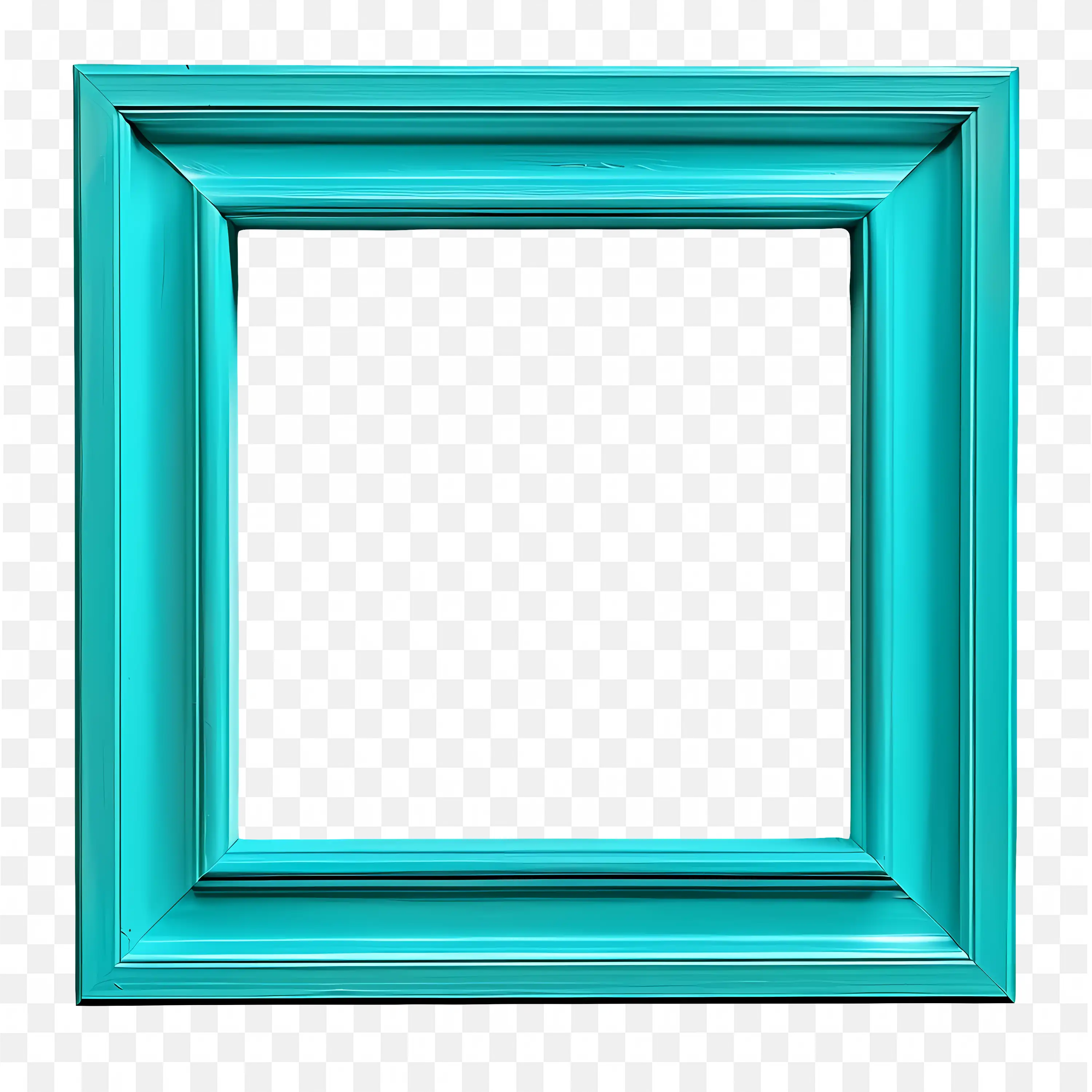 Bright Blue Picture Frame Glossy 3D Effect Png File
