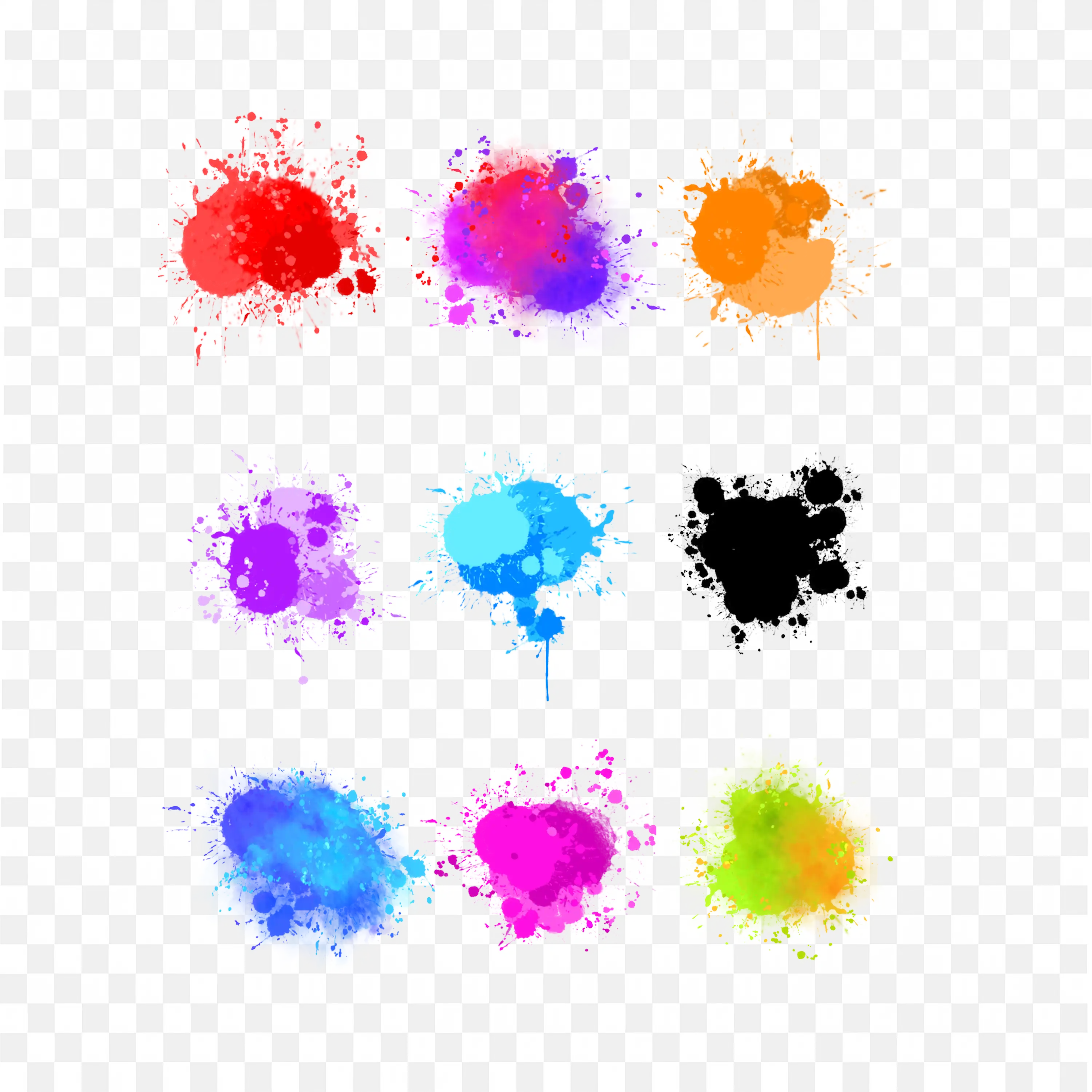 Bright Paint Splatters Multicolor Artistic Frame Png Image