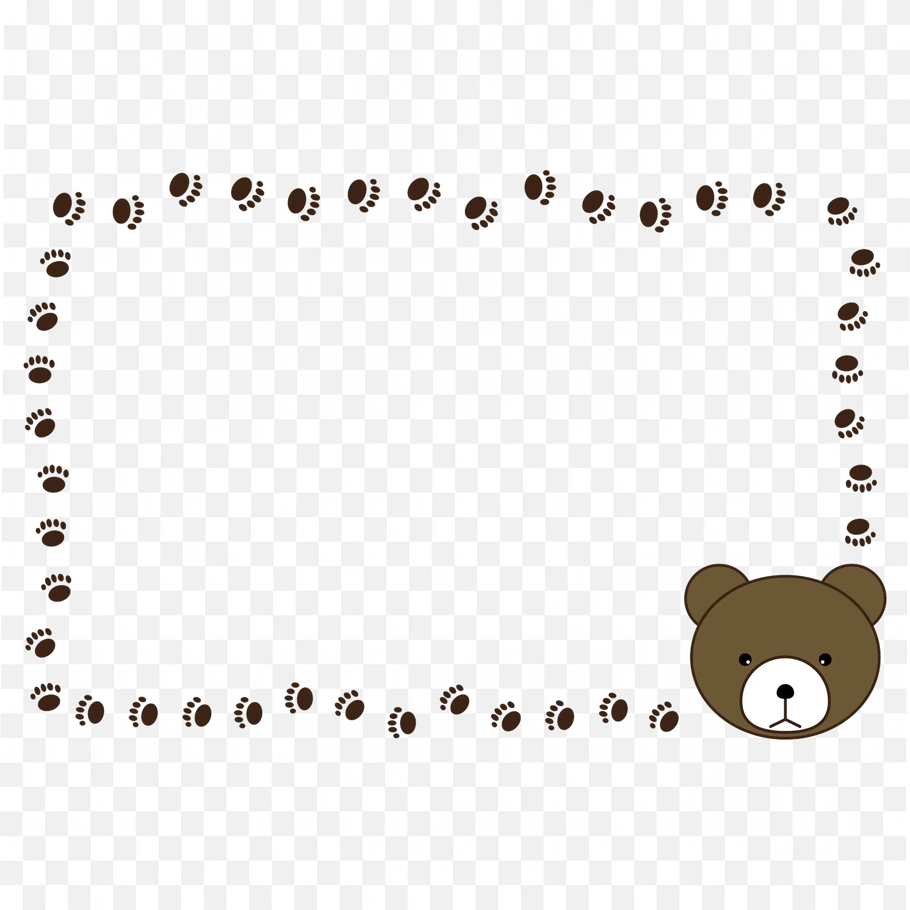 Brown Teddy Bear Frame with Dotted Border Png Design