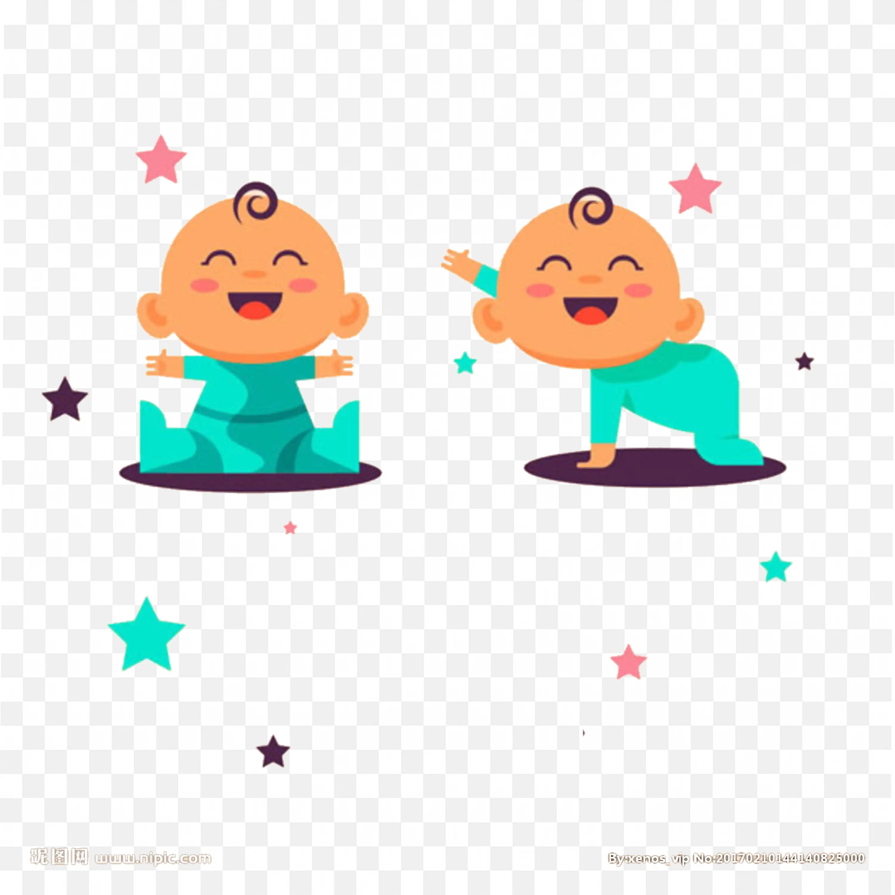 Cartoon Baby Twins Sitting Cute Newborn Frame Design