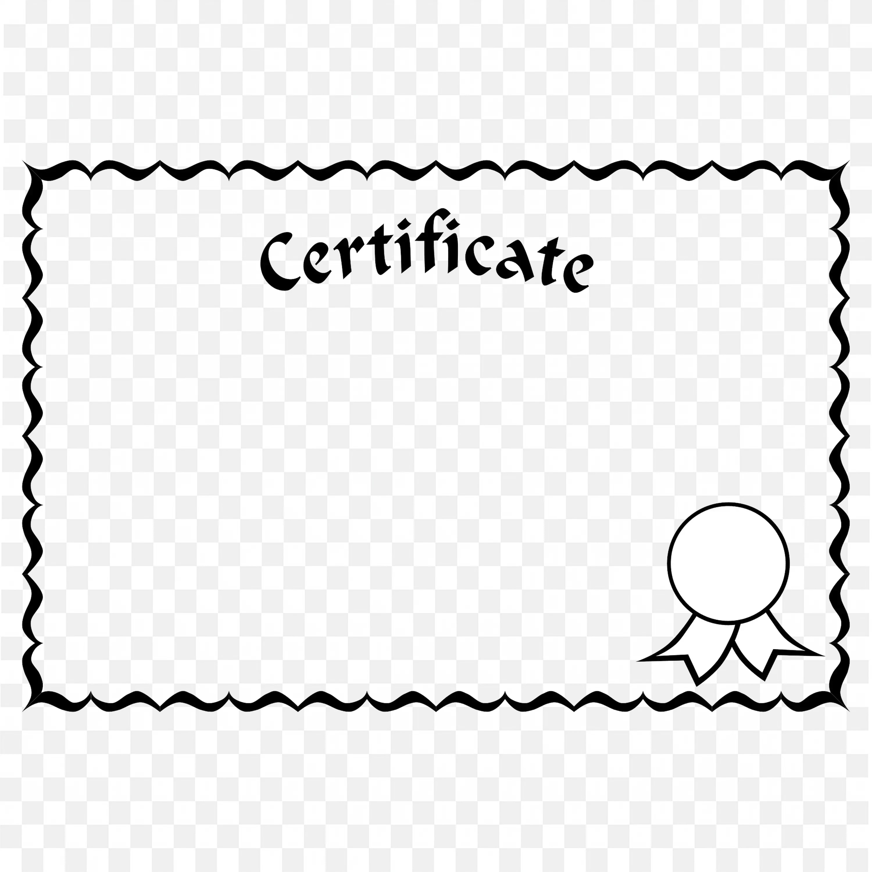 Certificate Frame with Black Wavy Border and Emblem Art