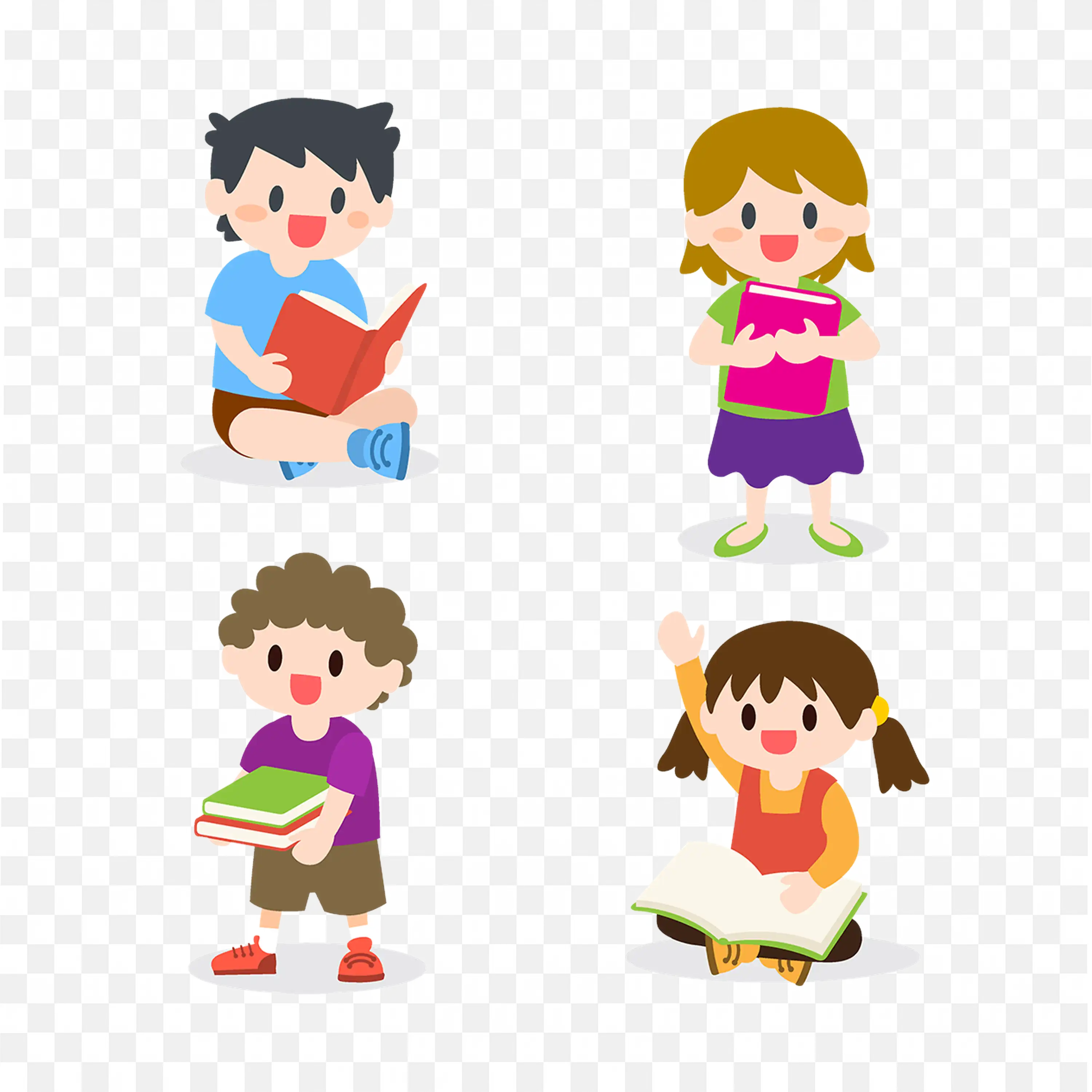 Children Studying Clipart Cute Kids Learning Illustration Download