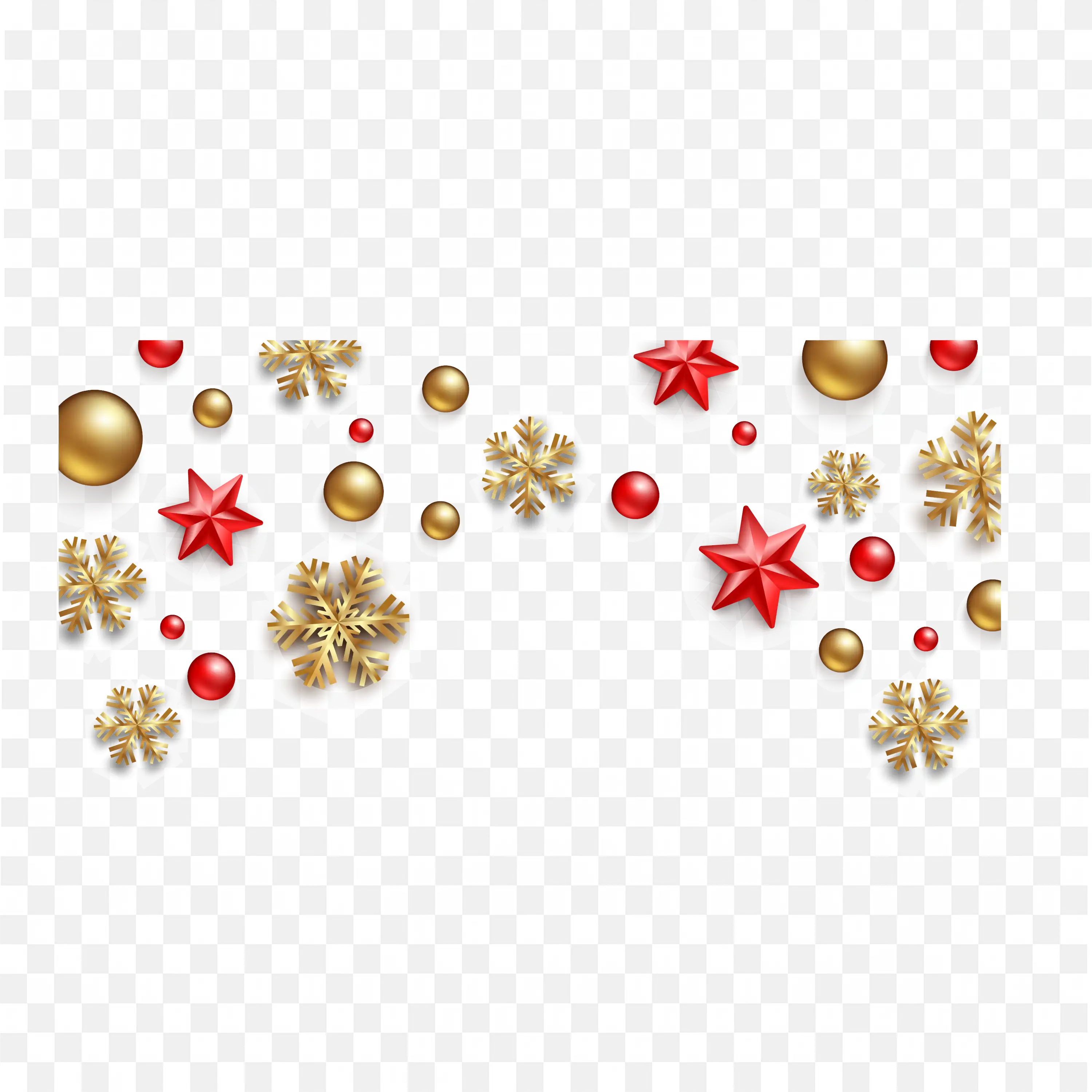 Christmas Clipart Set Gold Baubles Red Starsand Snowflakes