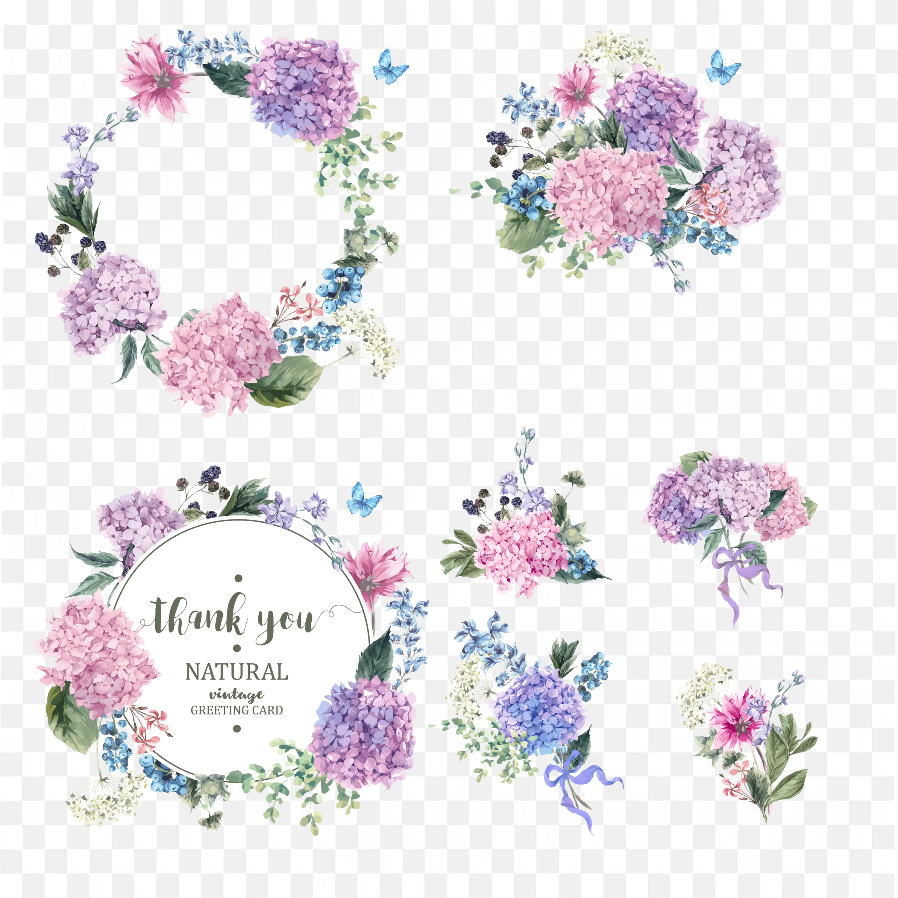 Circle Flower Frame with Pastel Watercolor Floral Details