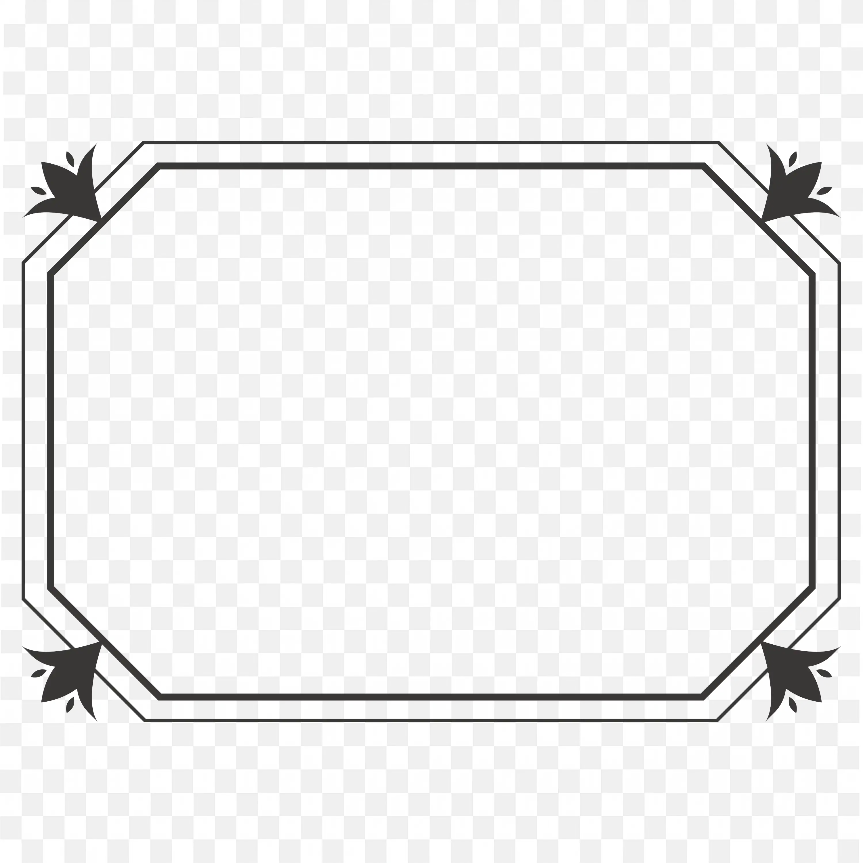 Classic Black Outline Frame with Thick Bottom Border Png