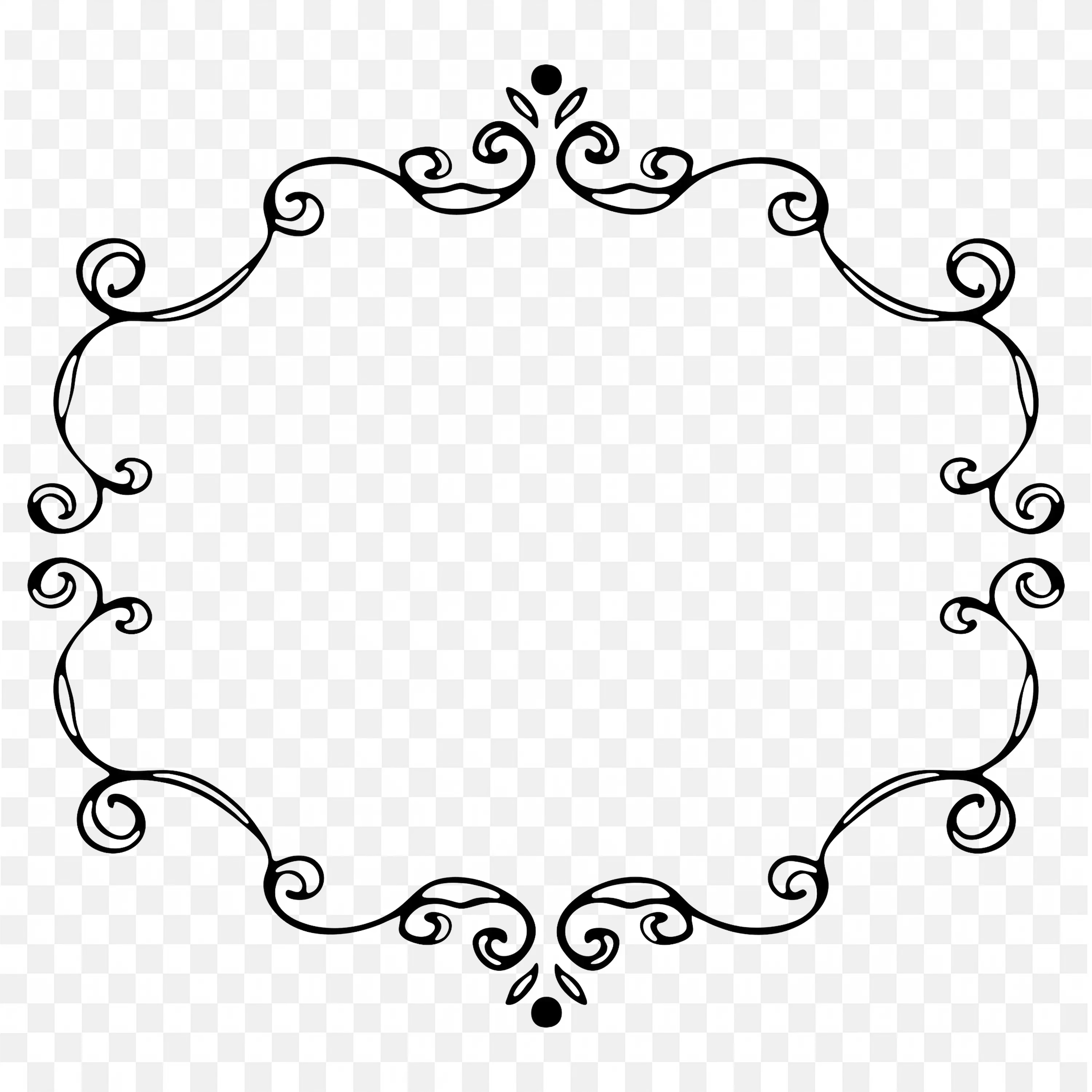 Classic Oval Vintage Frame with Curly Swirl Embellish