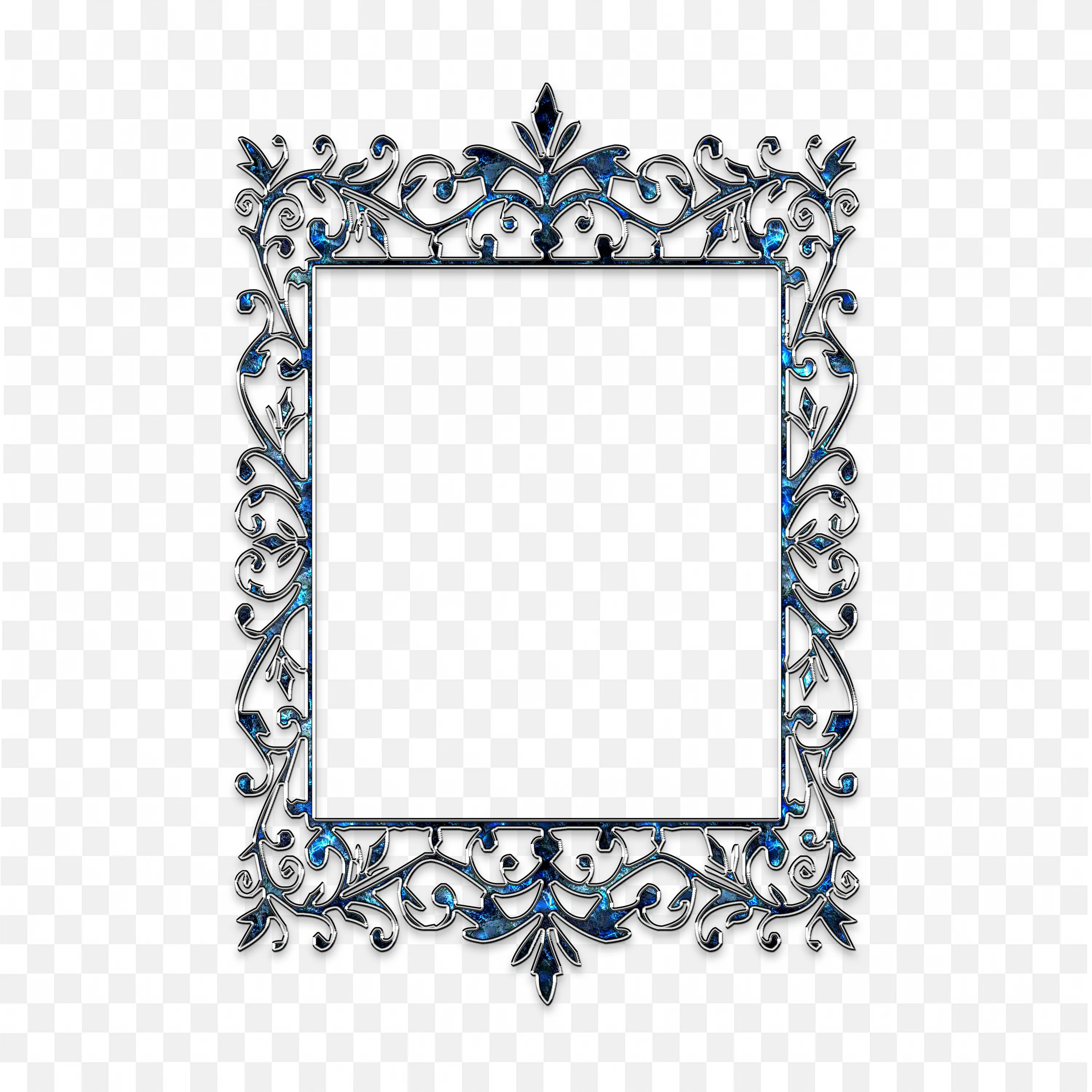 Classic Royal Blue Decorative Frame with Floral Detail