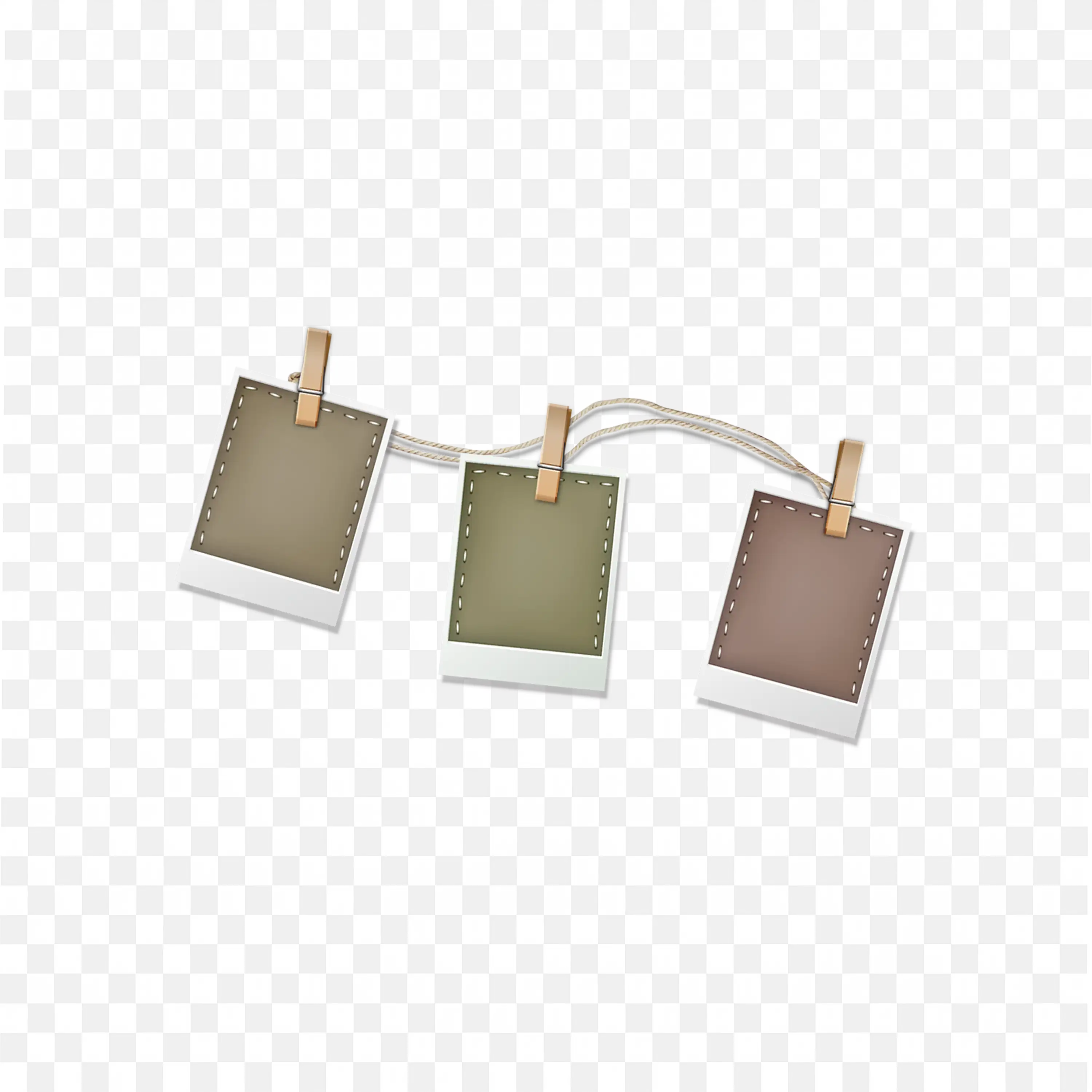 Clip Hanging Polaroid Frame with Wooden Pegs Design Png