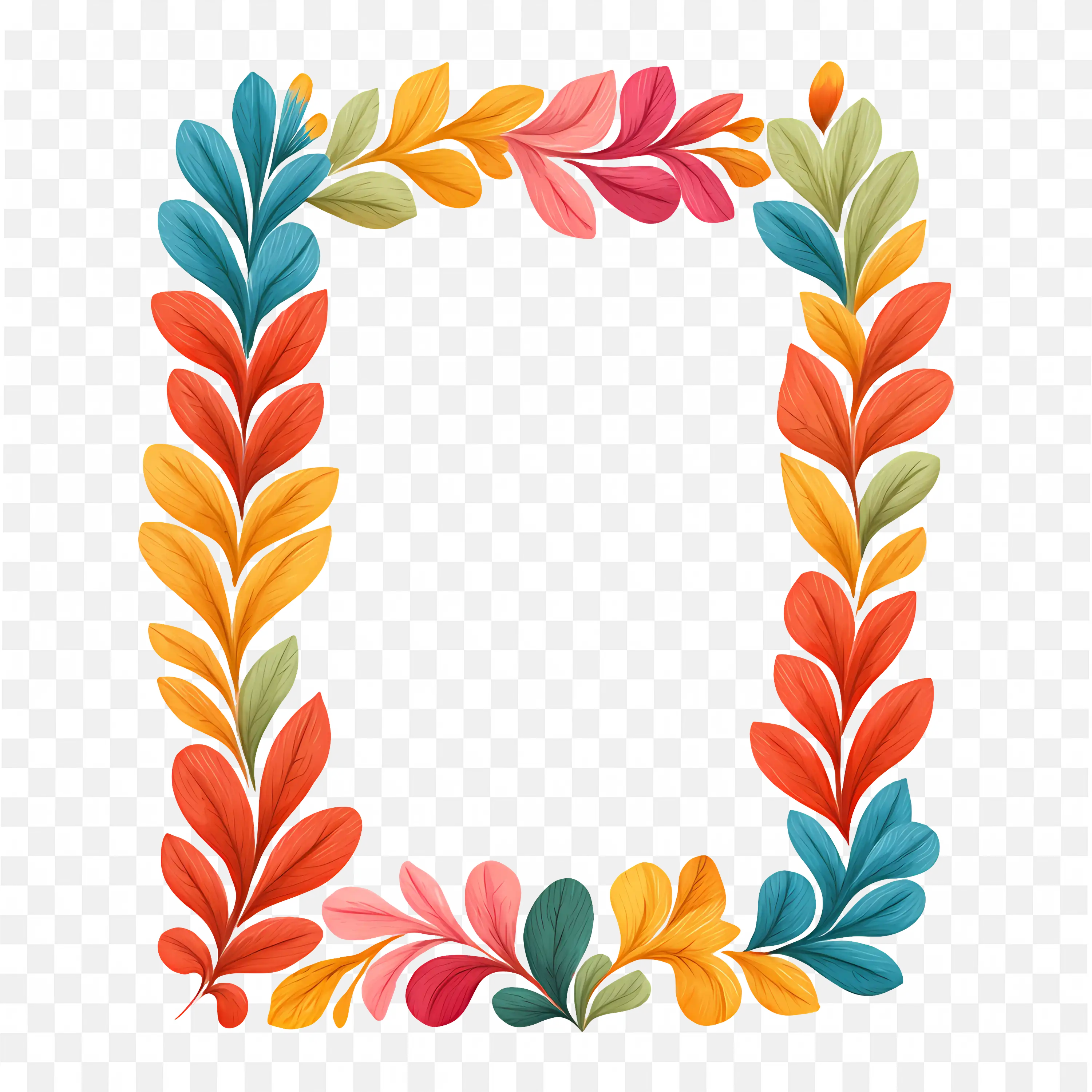 Colorful Autumn Leaf Frame Decorative Fall Theme Border