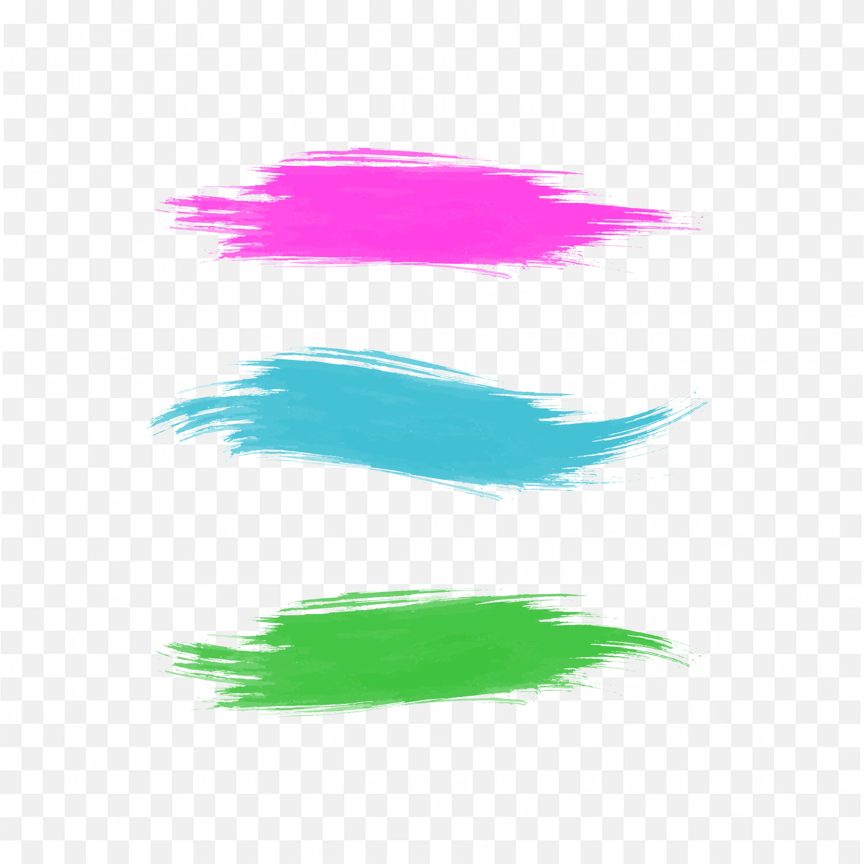 Colorful Brush Strokes in Pink Green Blue Paint Frame Png