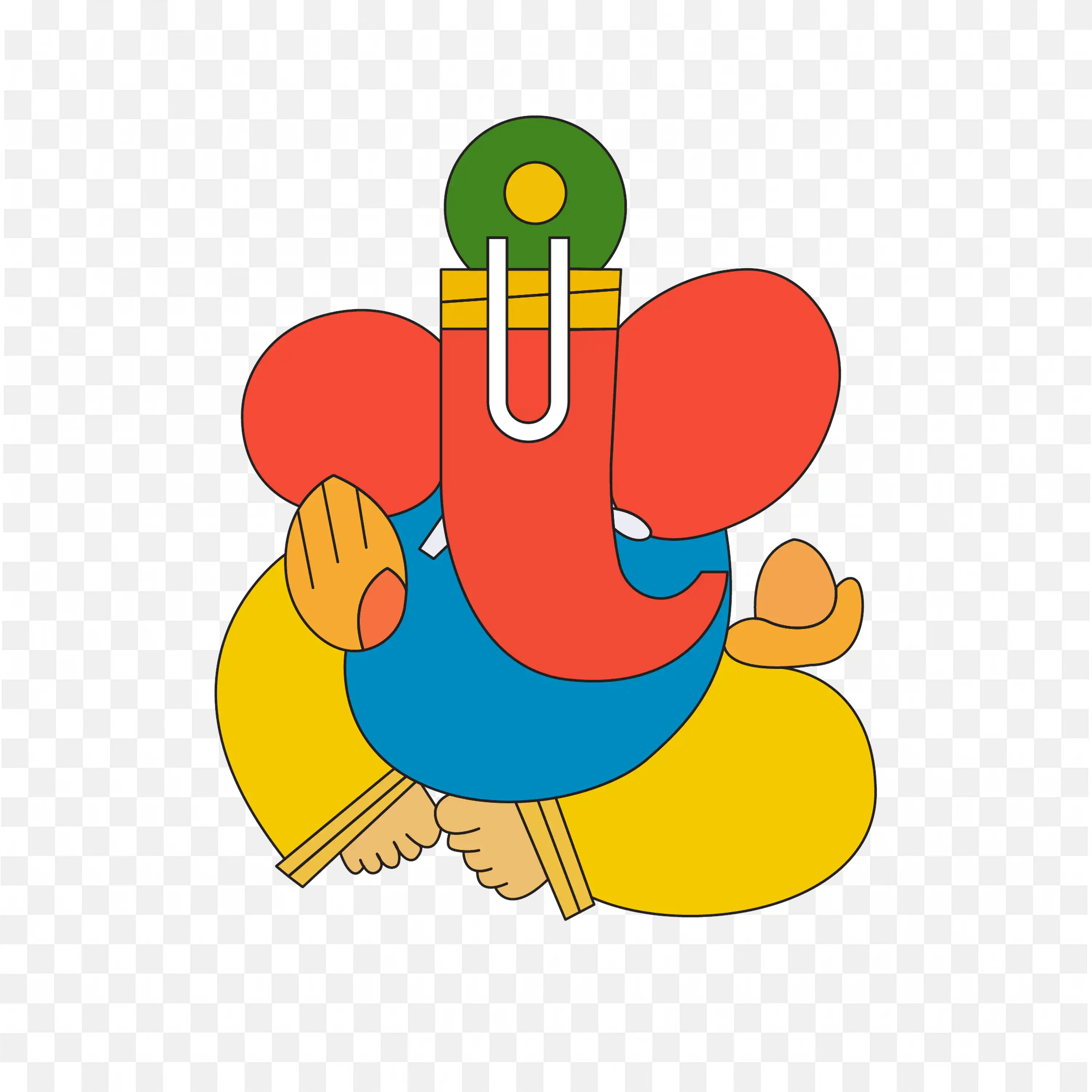 Colorful Cartoon Lord Ganesha Icon Religious Frame Png