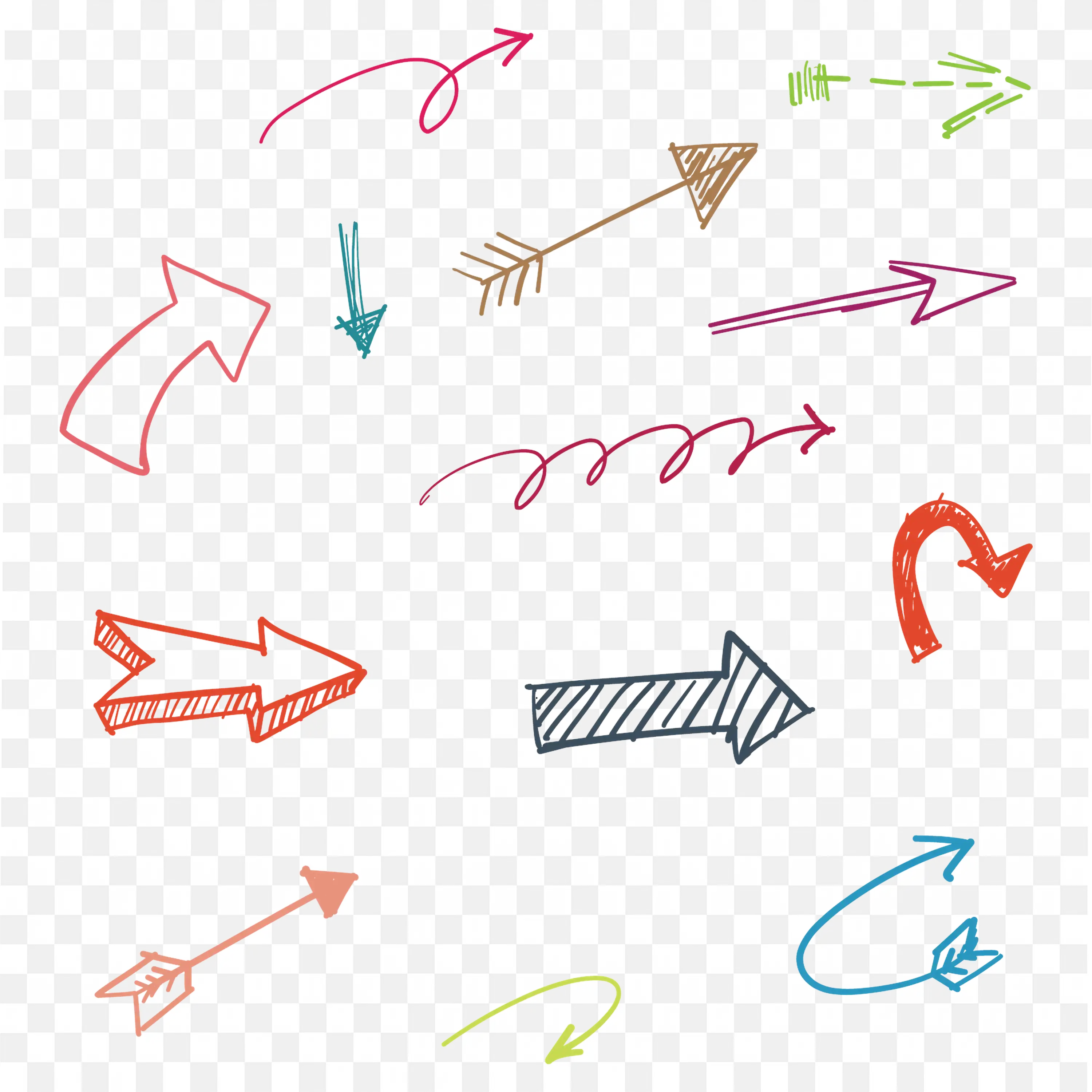 Colorful Hand Drawn Arrow Doodles Decorative Frame Png