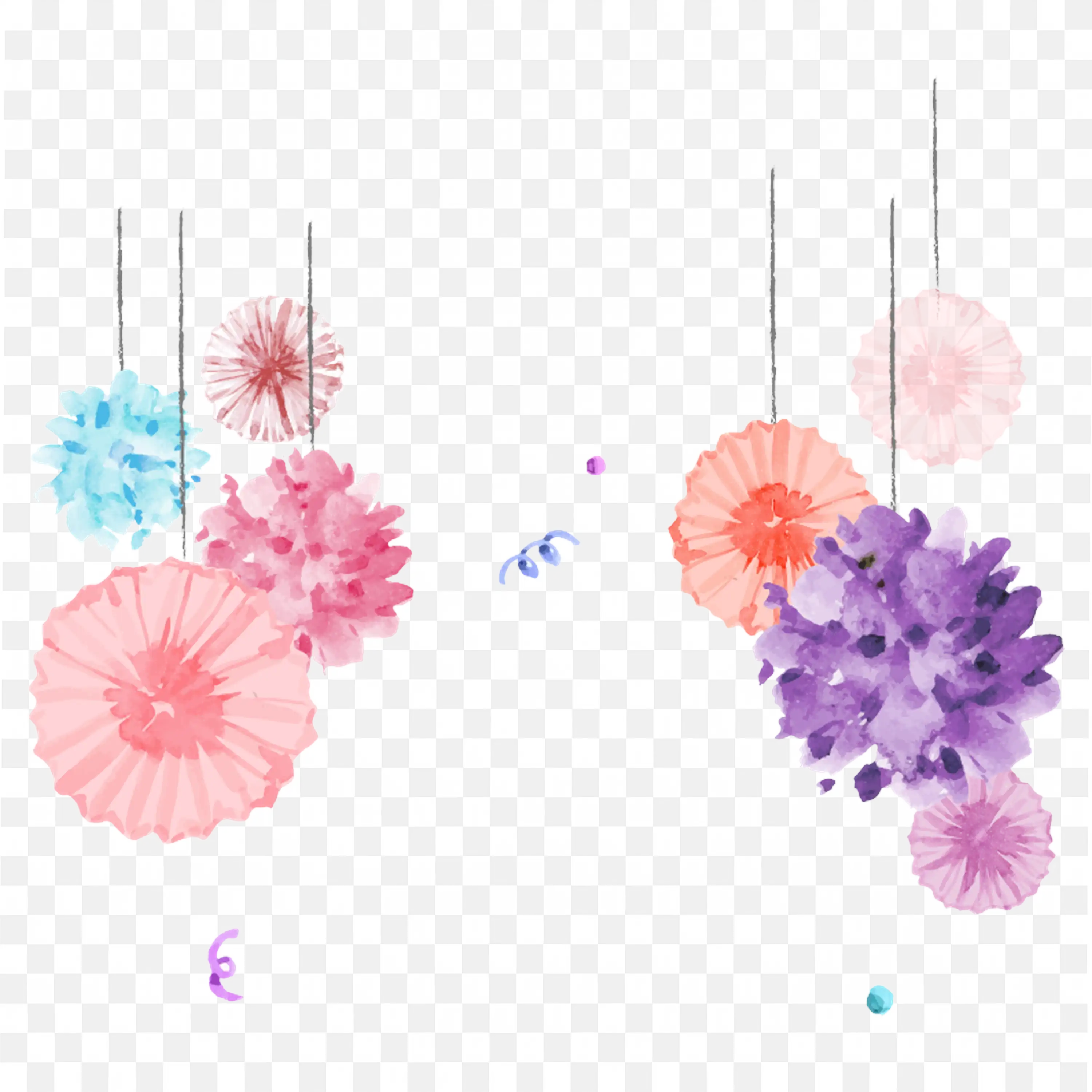 Colorful Hanging Pom Poms Party Decoration Border Frame