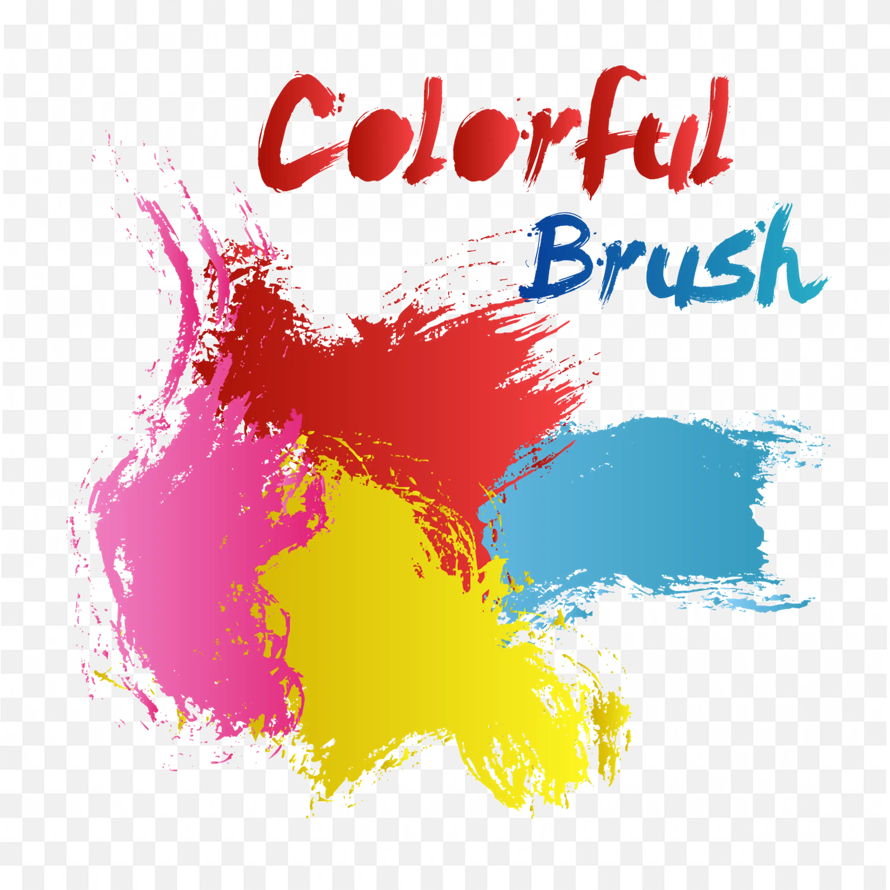 Colorful Ink Brush Splat with Label Text Colorful Brush Art