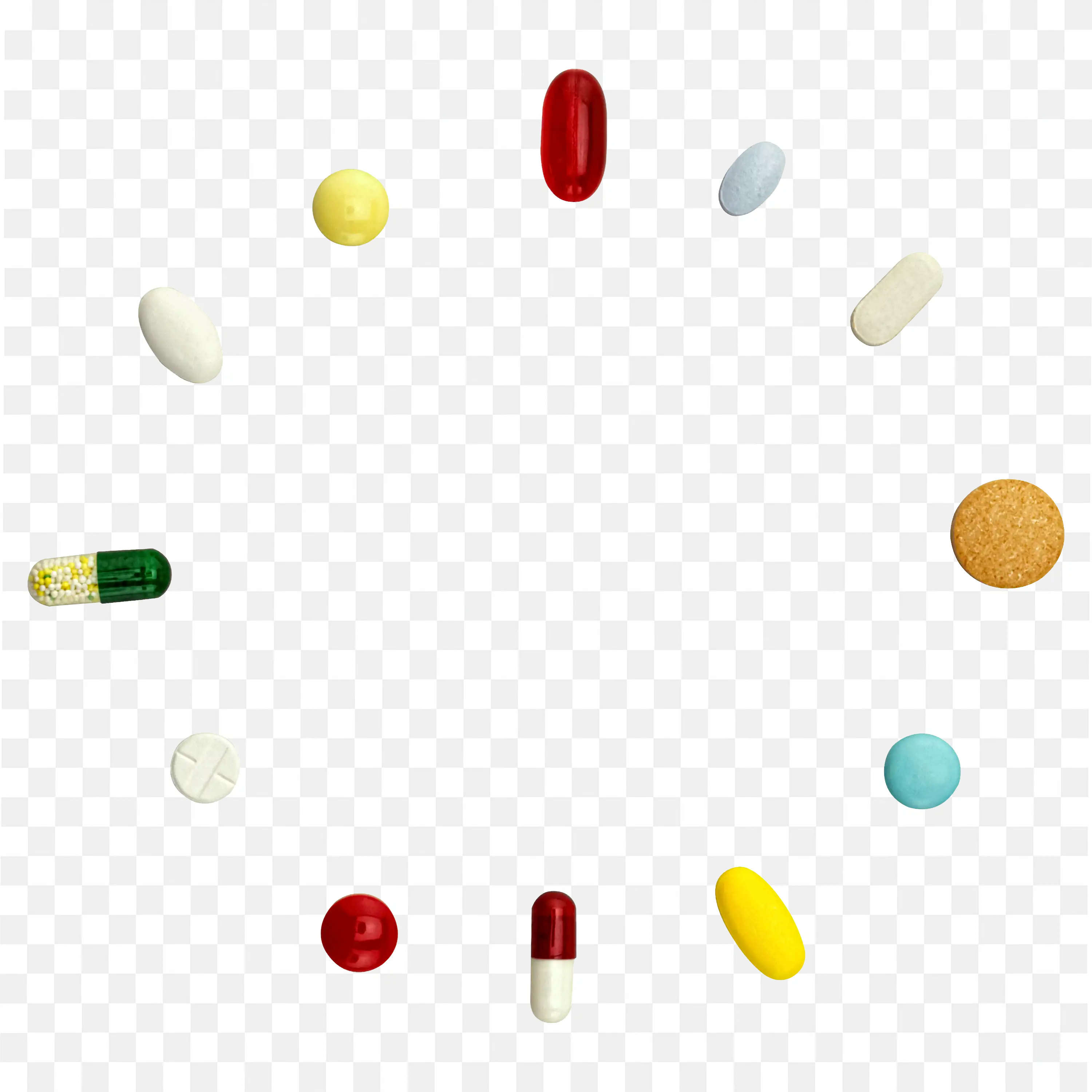 Colorful Medicine Pills Clock Shape Frame for Health Themes