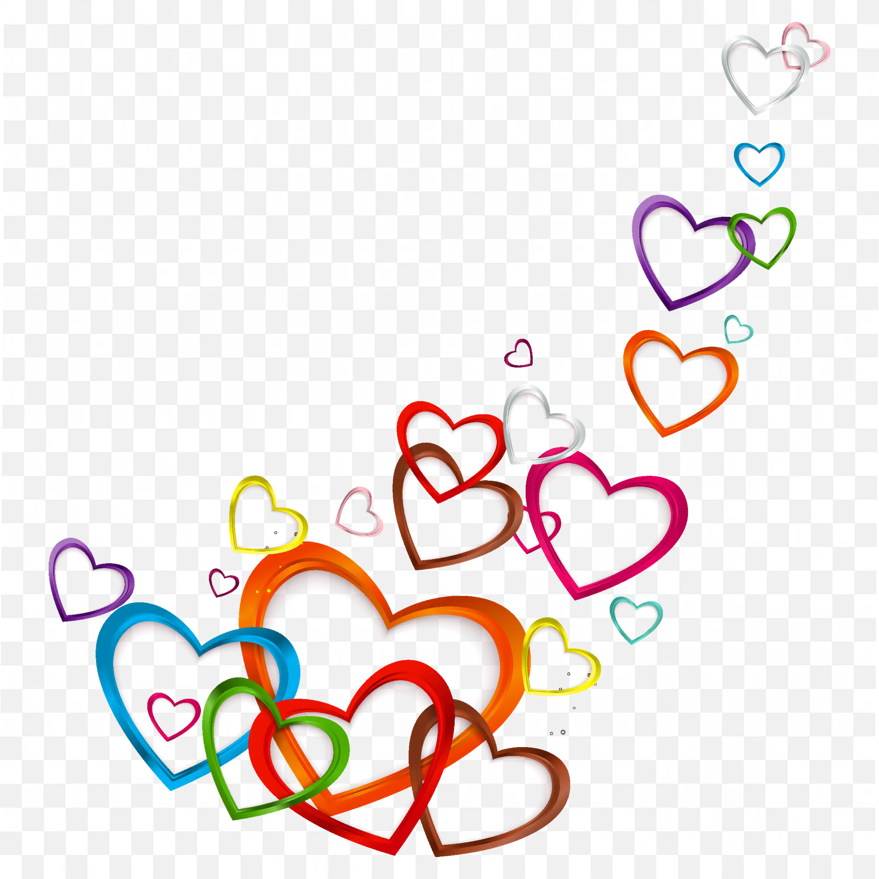Colorful Overlapping Heart Doodles Decorative Frame Png