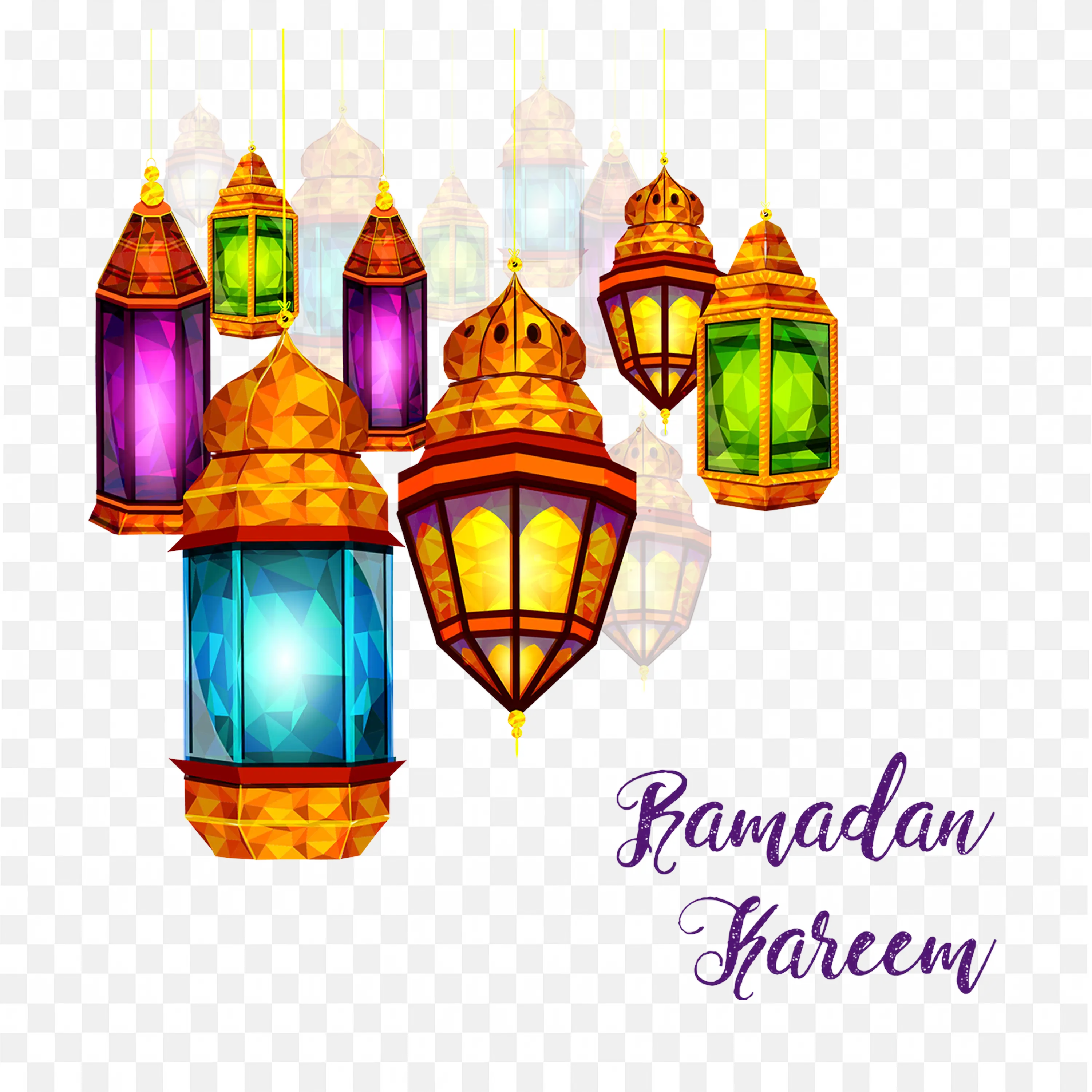 Colorful Ramadan Lanterns Hanging Spiritual Frame Design