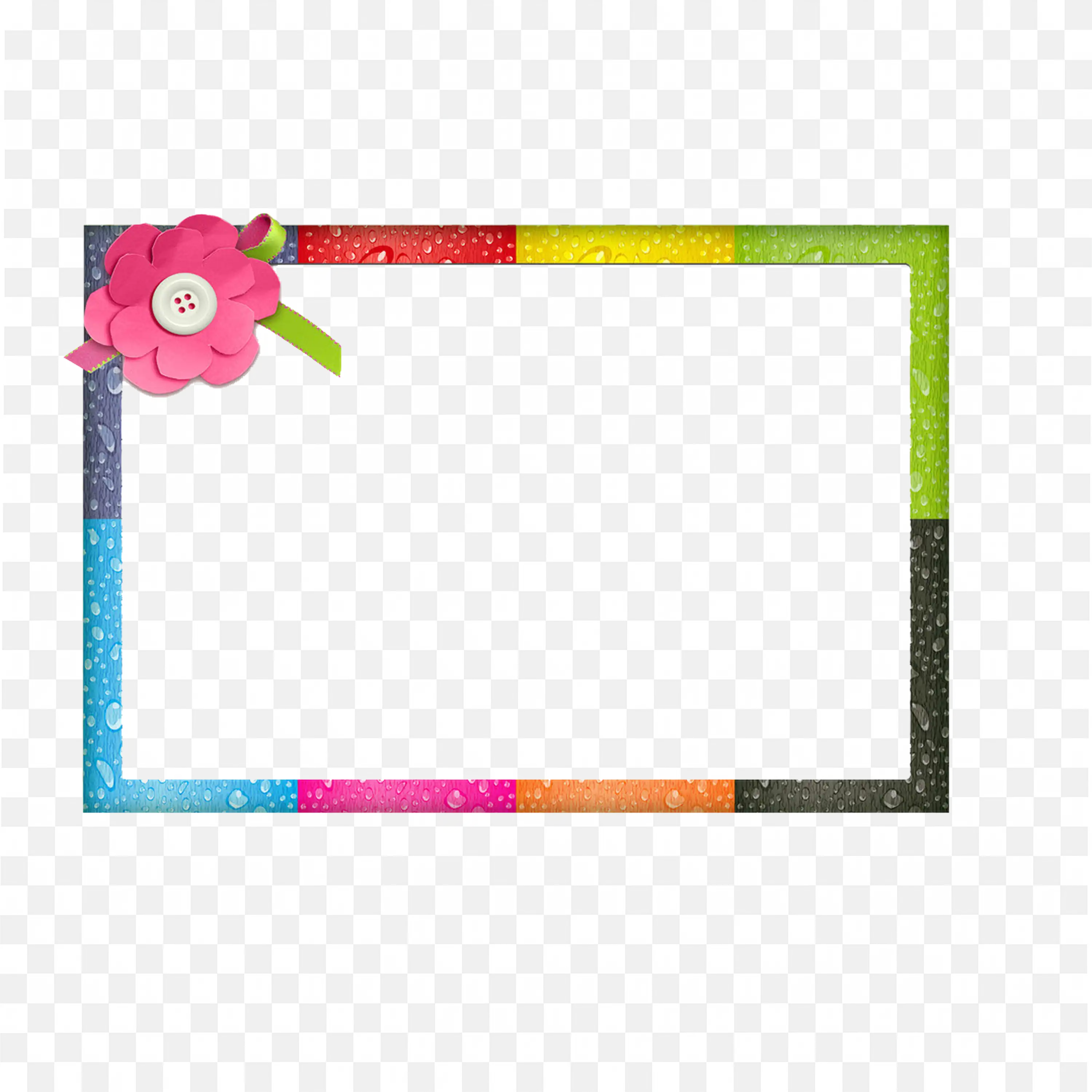 Colorful School Border Frame with Flower Clip Corner Png