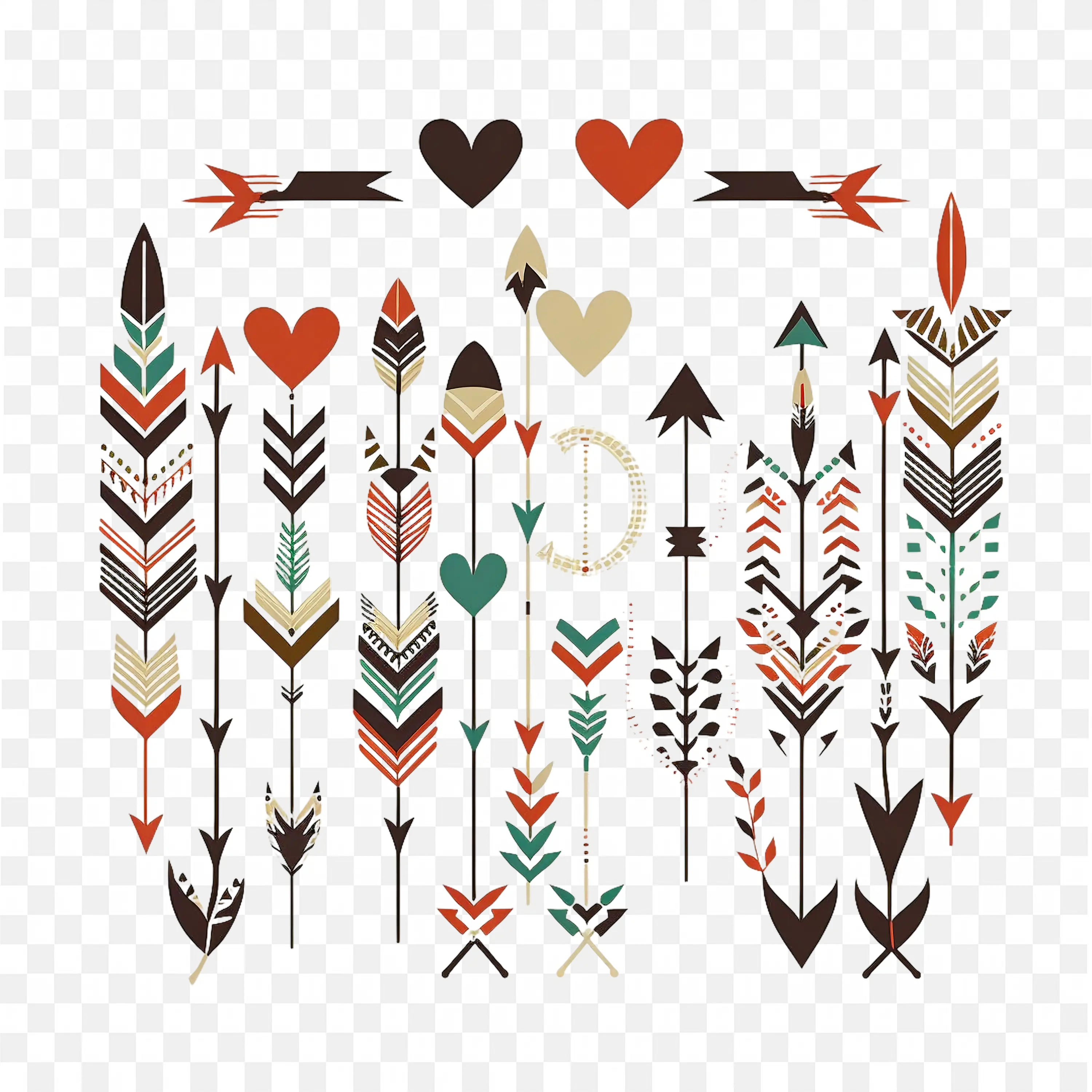 Colorful Tribal Arrows Pattern Decorative Frame Png Image