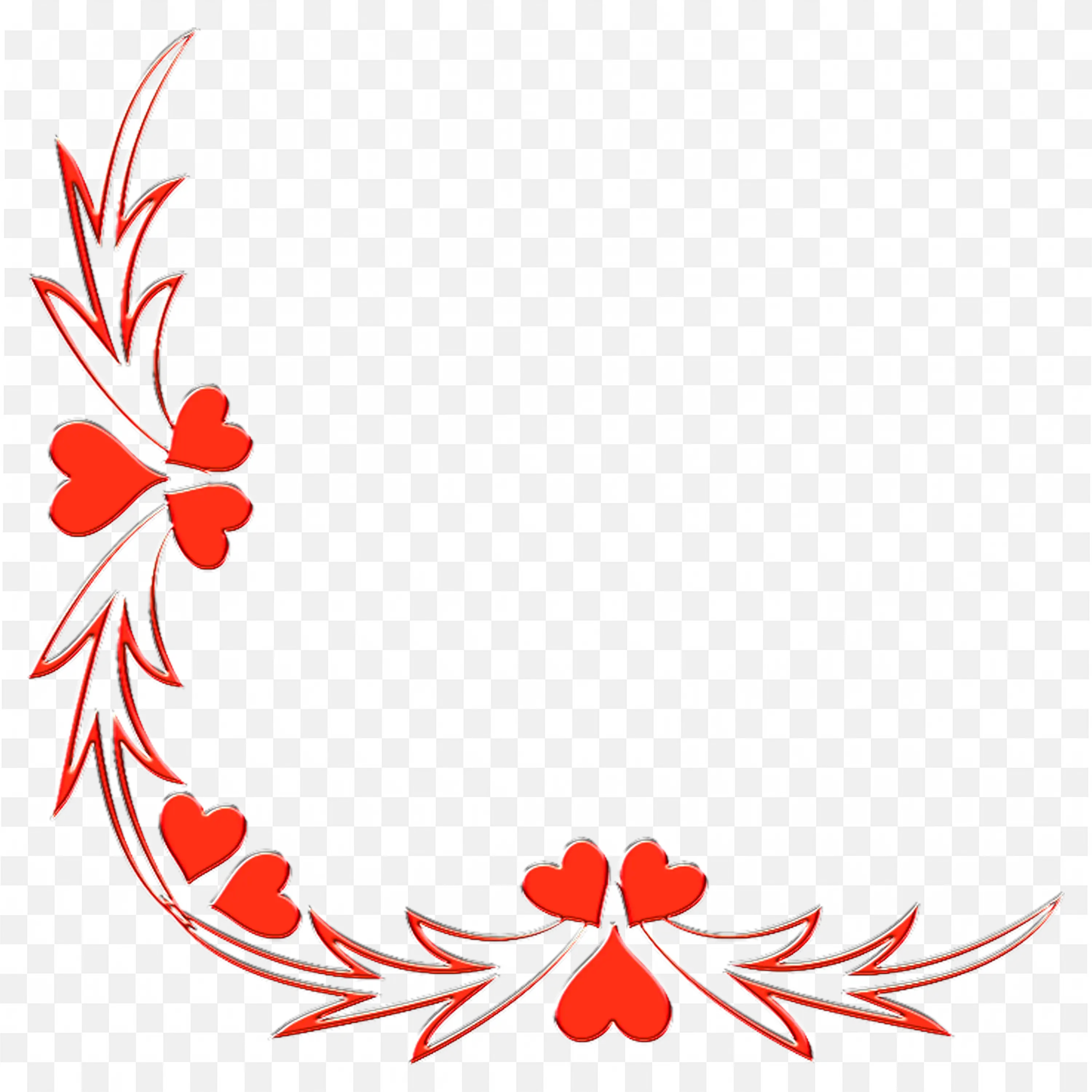 Corner Frame with Red Floral Decorative Leafy Design