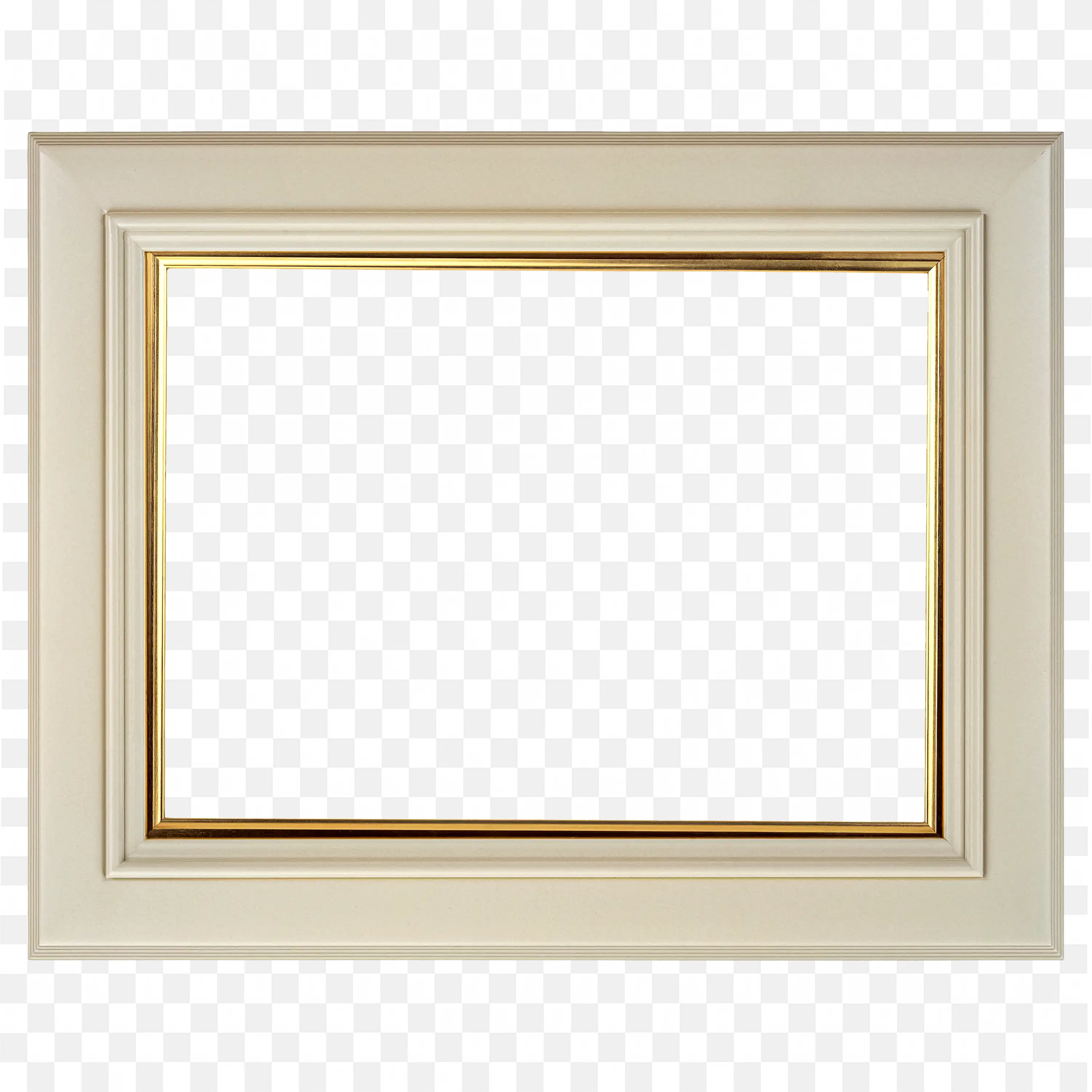 Cream White Rectangular Photo Frame with Simple Thin Borders