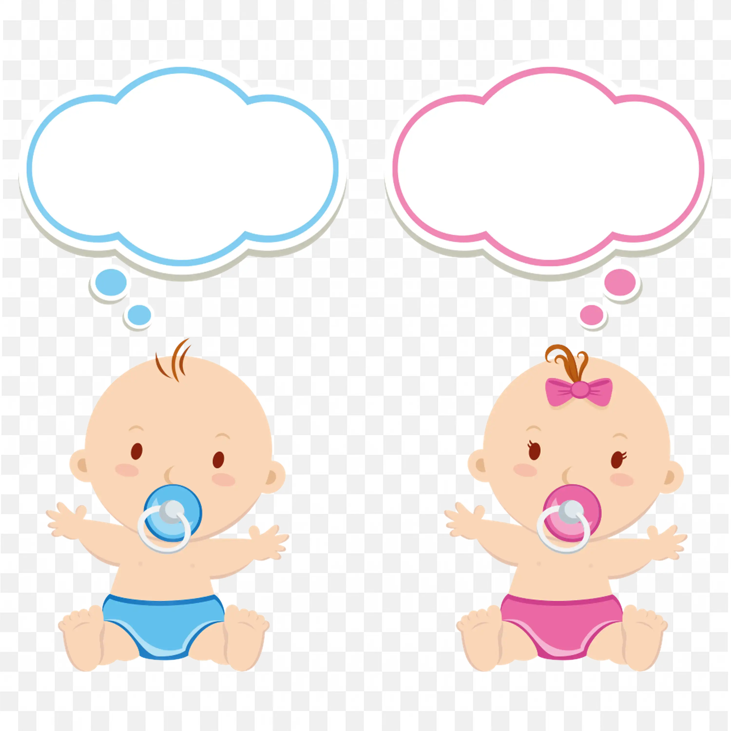 Cute Baby Boy and Girl with Text Bubble Frame Design
