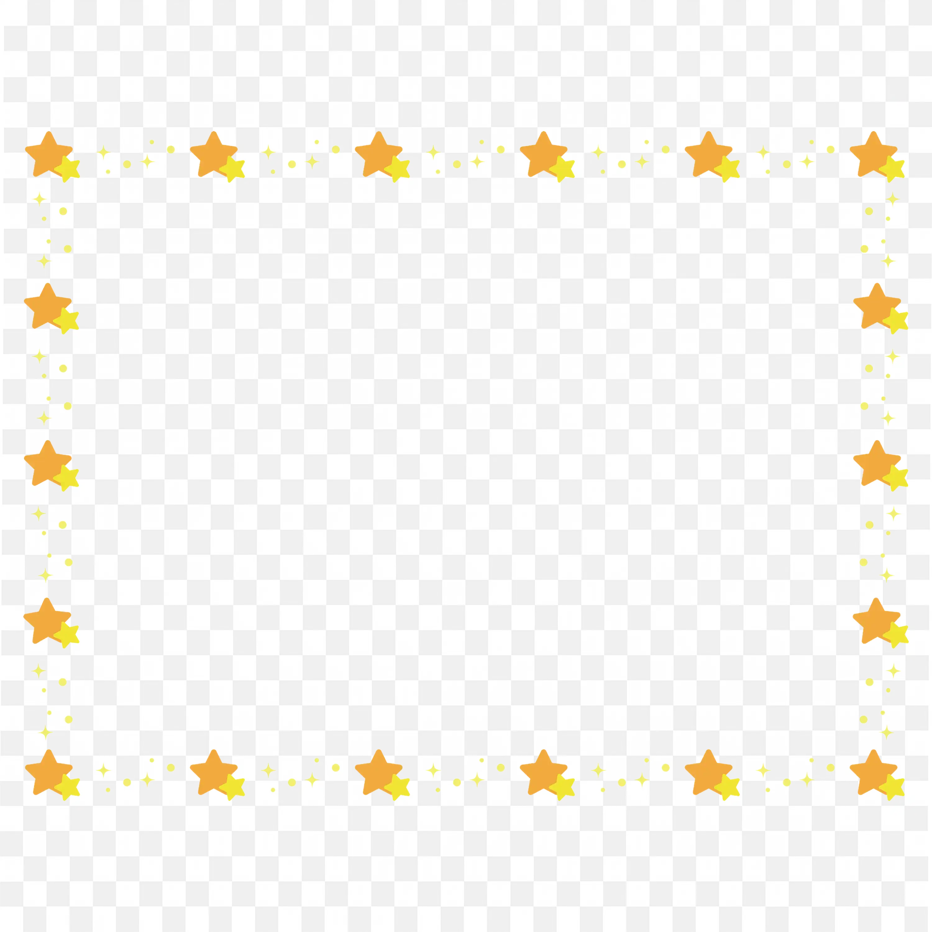 Cute Gold Star Pattern Border Frame with White Background