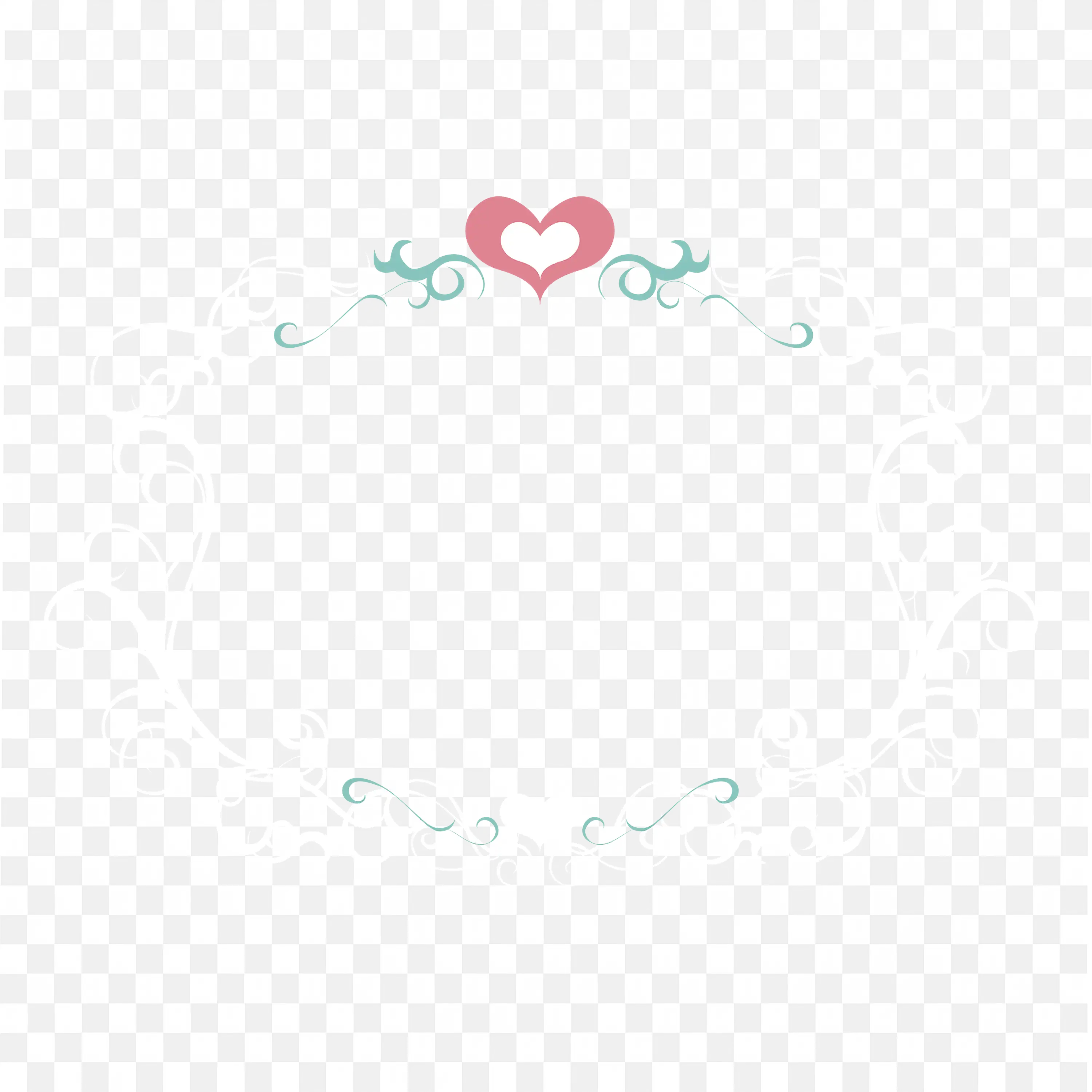Cute Heart Floral Decorative Frame with Swirl Design