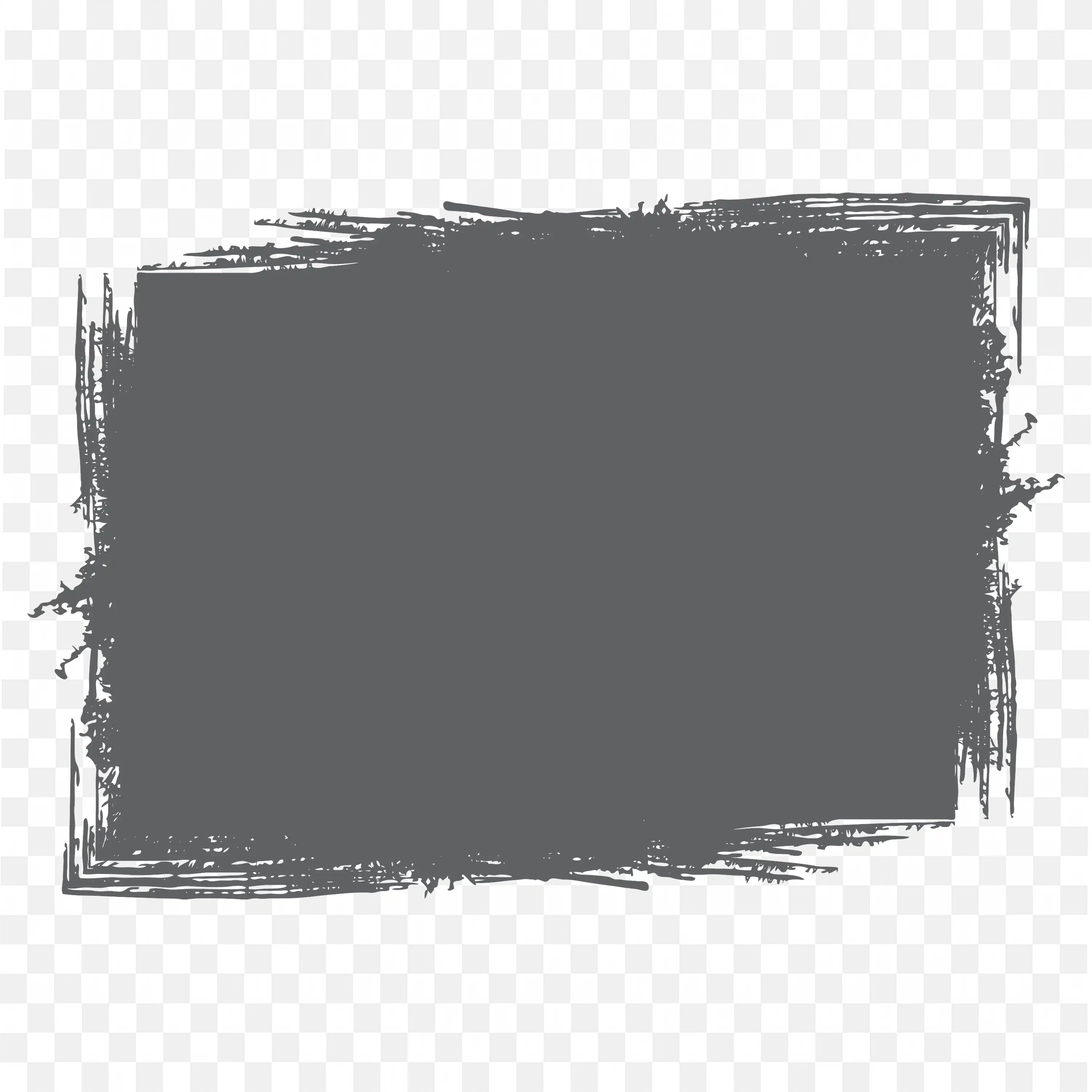 Dark Gray Grunge Brush Stroke Rough Edges Frame Png Image