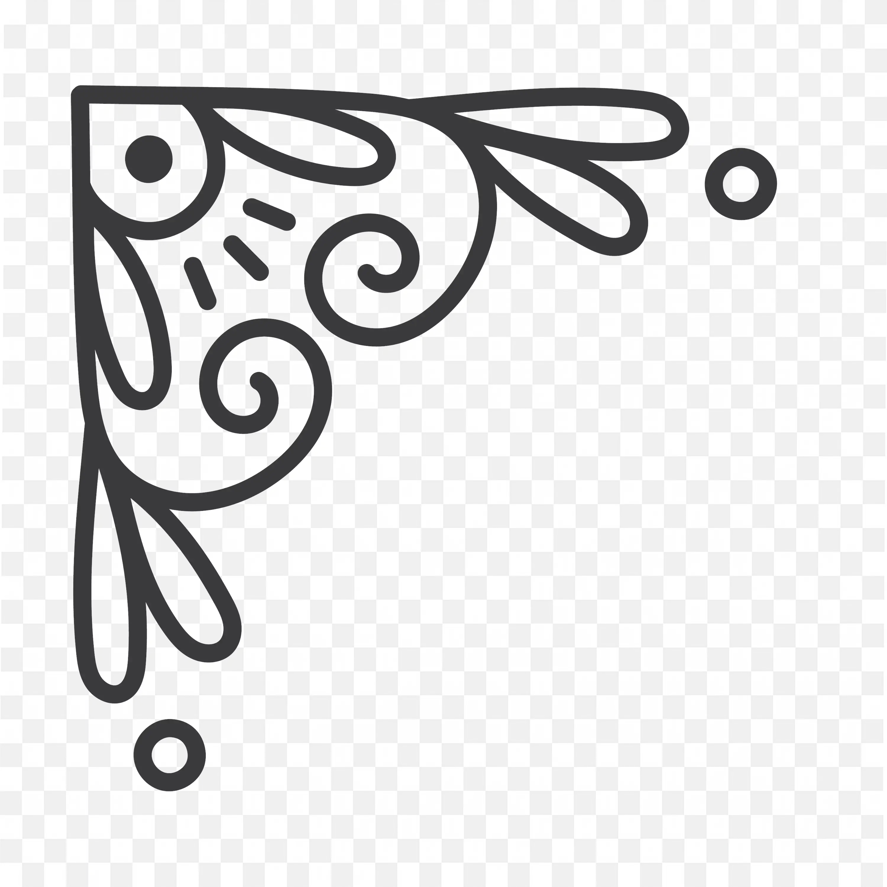 Decorative Leaf Swirl Frame Corner Line Art Design