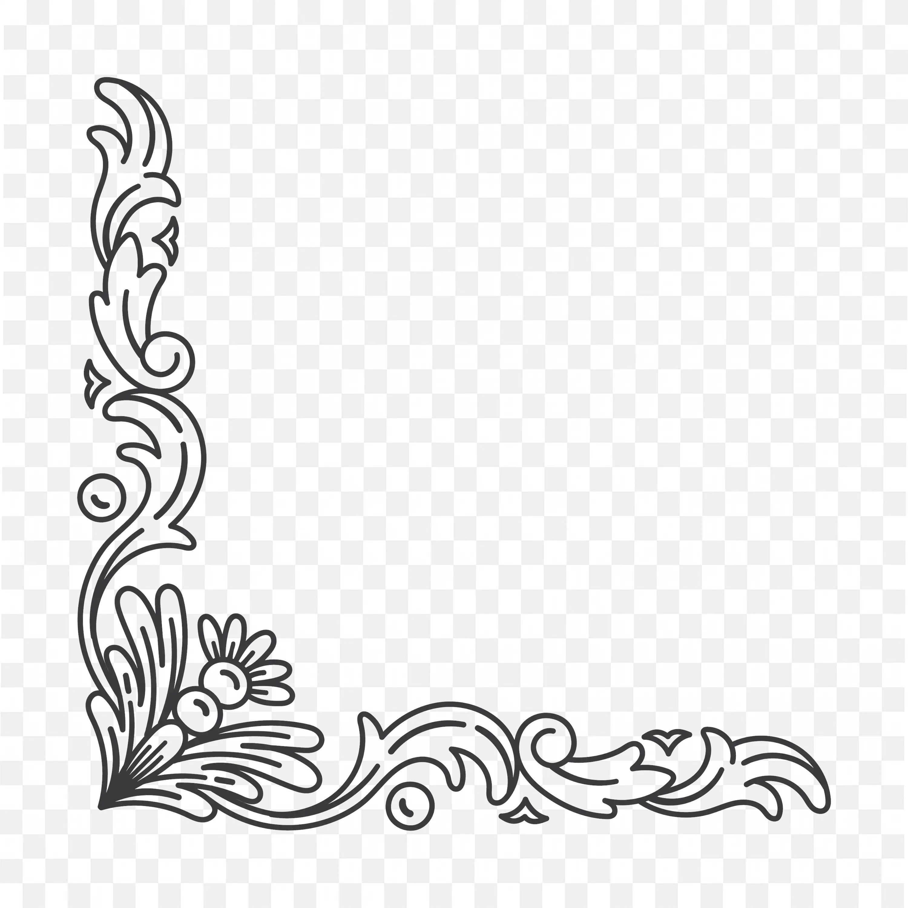 Detailed Black Scroll Corner Border Vintage Frame Png