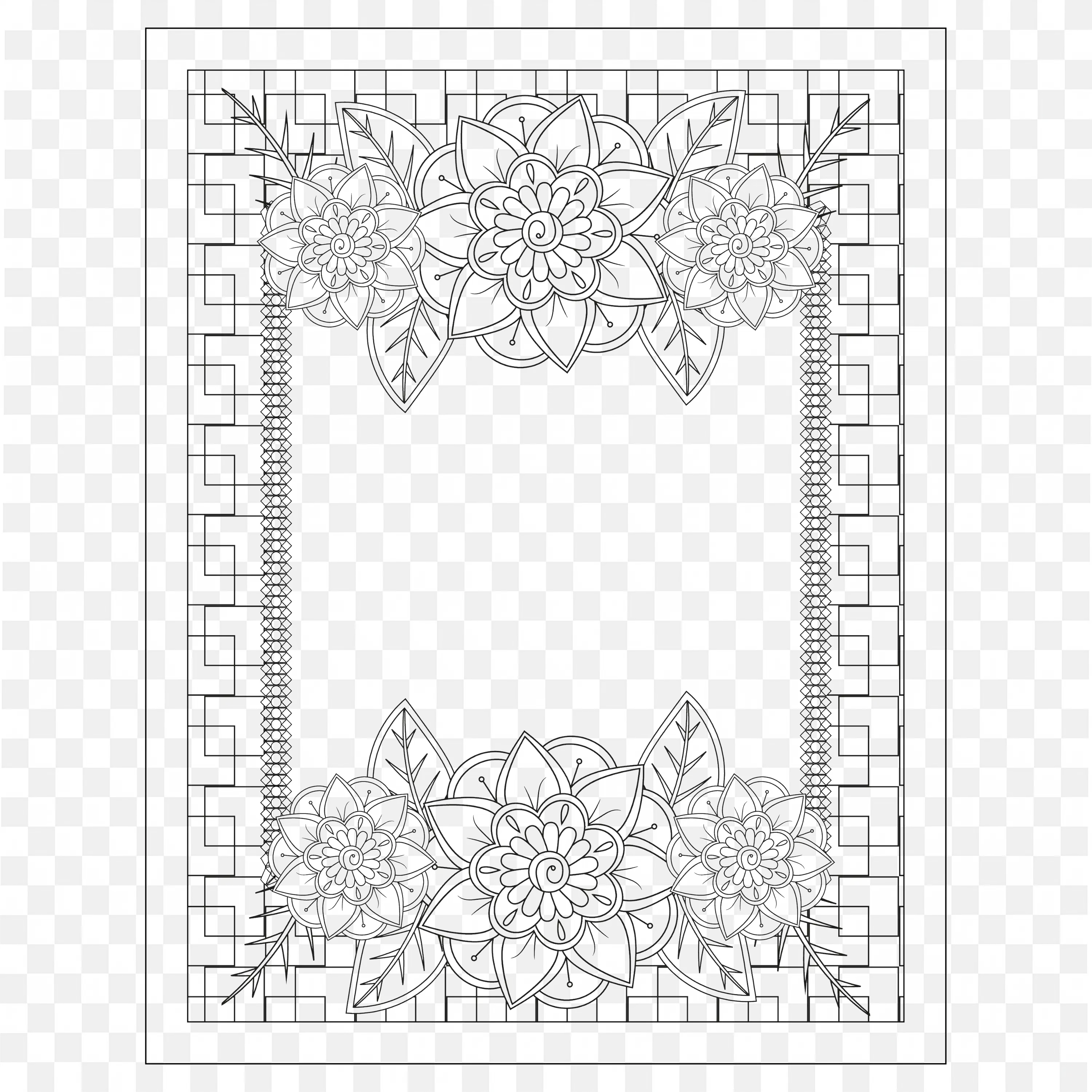 Detailed Grey Ornamental Border Frame with Vintage Style