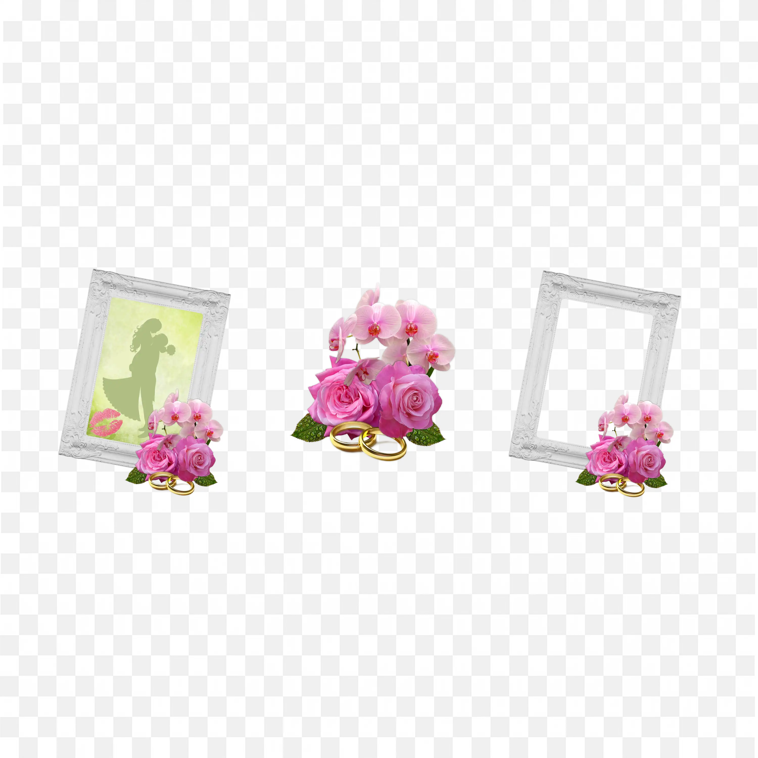 Double Frame Pink Flower Decor with Soft Background Png