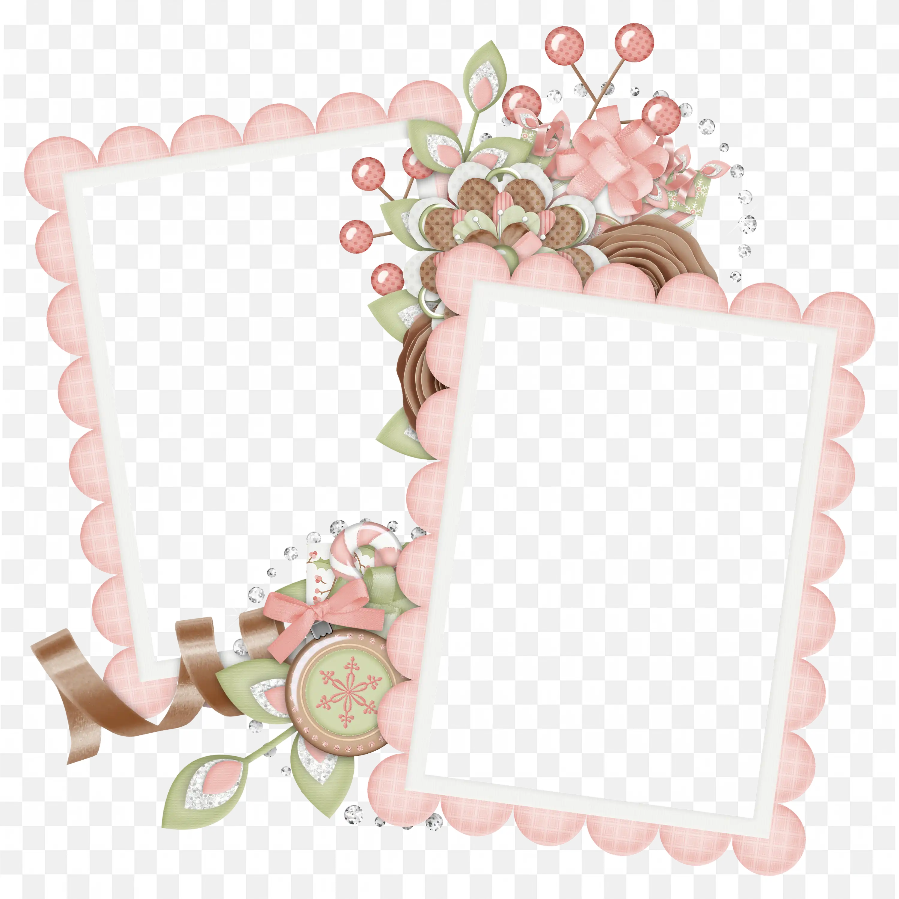 Double Pink Frame Set with Flower Decor Baby Girl Theme