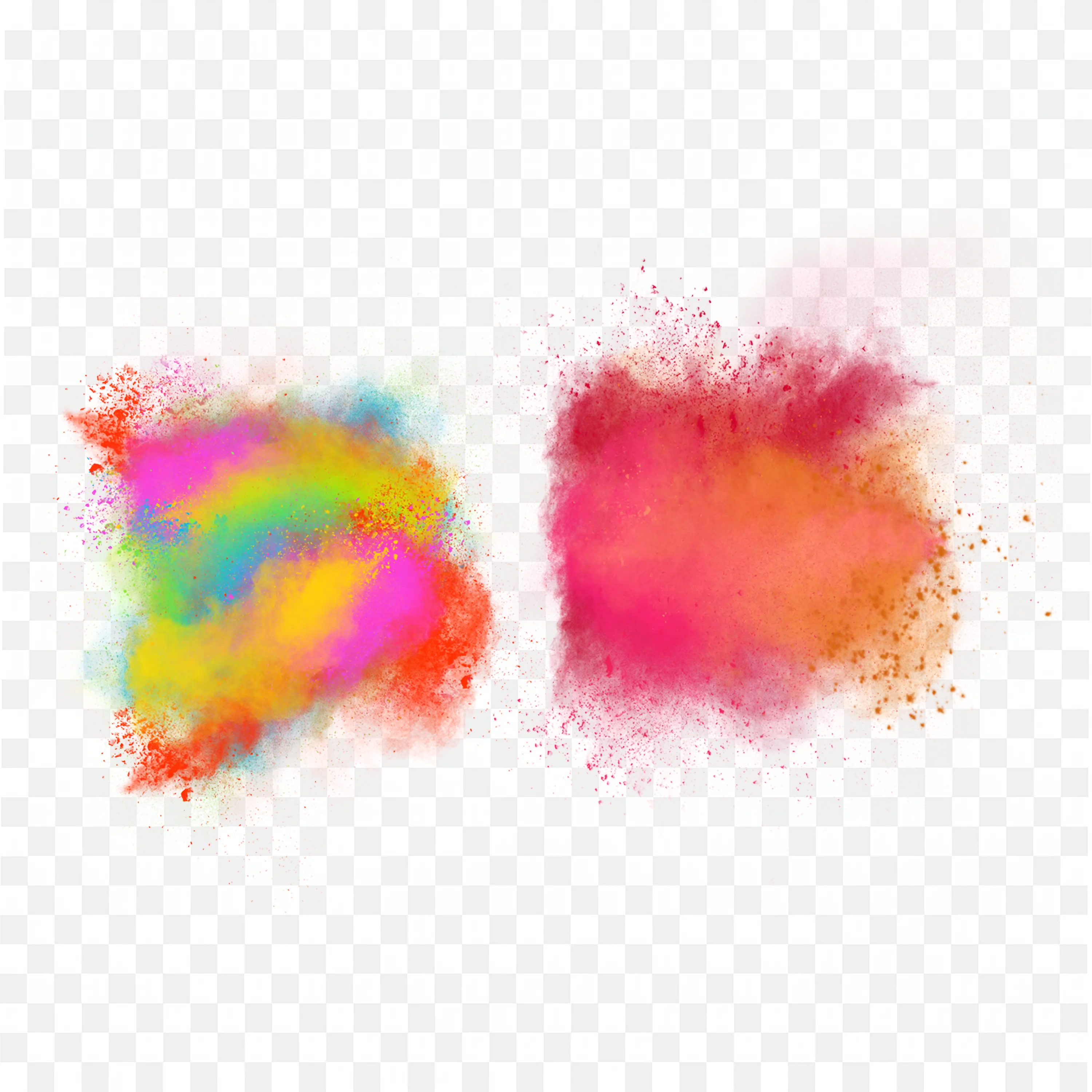 Dual Colorful Splashes in Orange Red Blue Paint Style Art